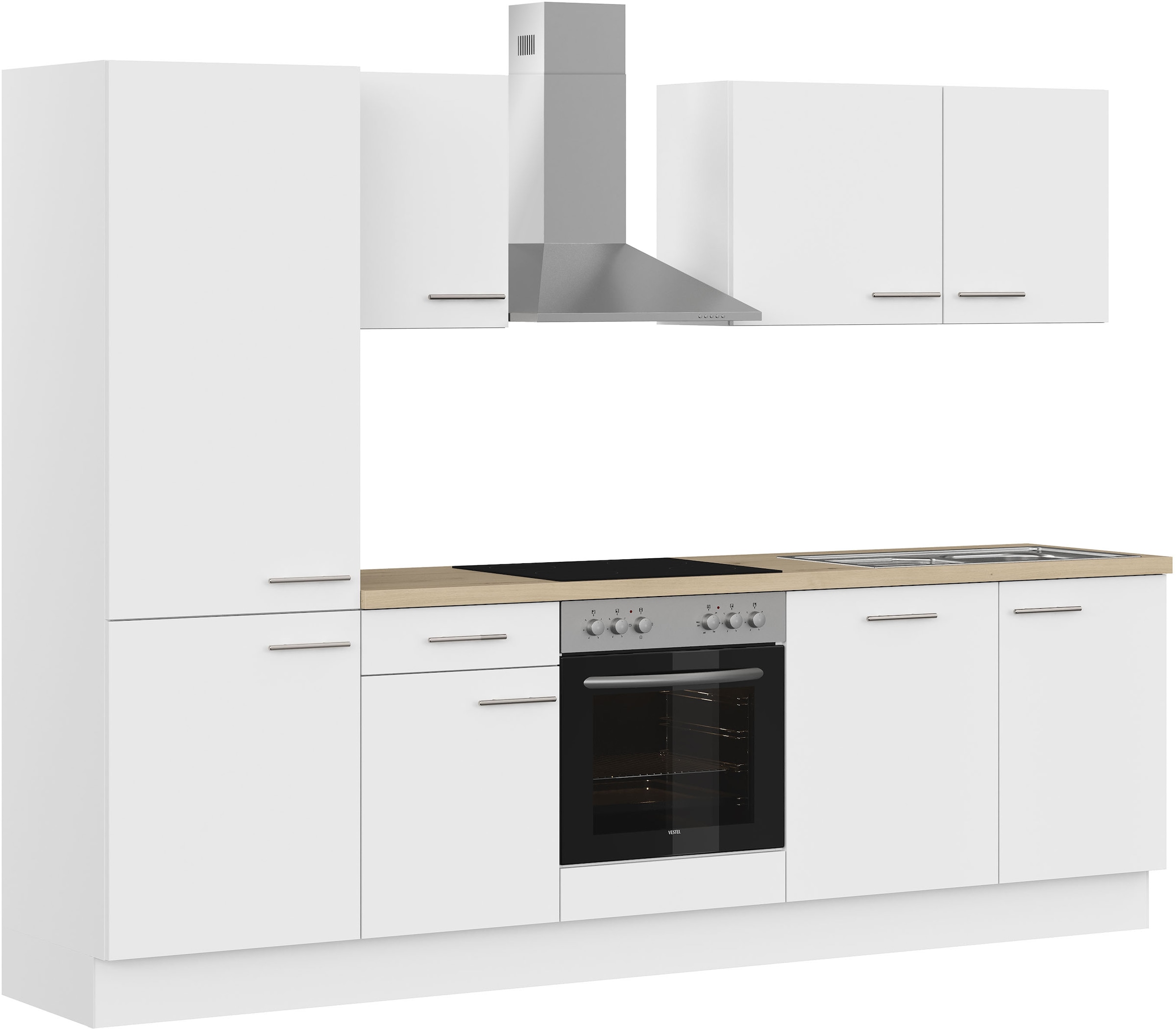 IMPULS KÜCHEN Küchenzeile »"Tirana", Ausrichtung wählbar, Schubkästen mit Soft-Close«, vormontiert, wahlweise mit E-Geräten, mit Vollauszug, Breite 280 cm