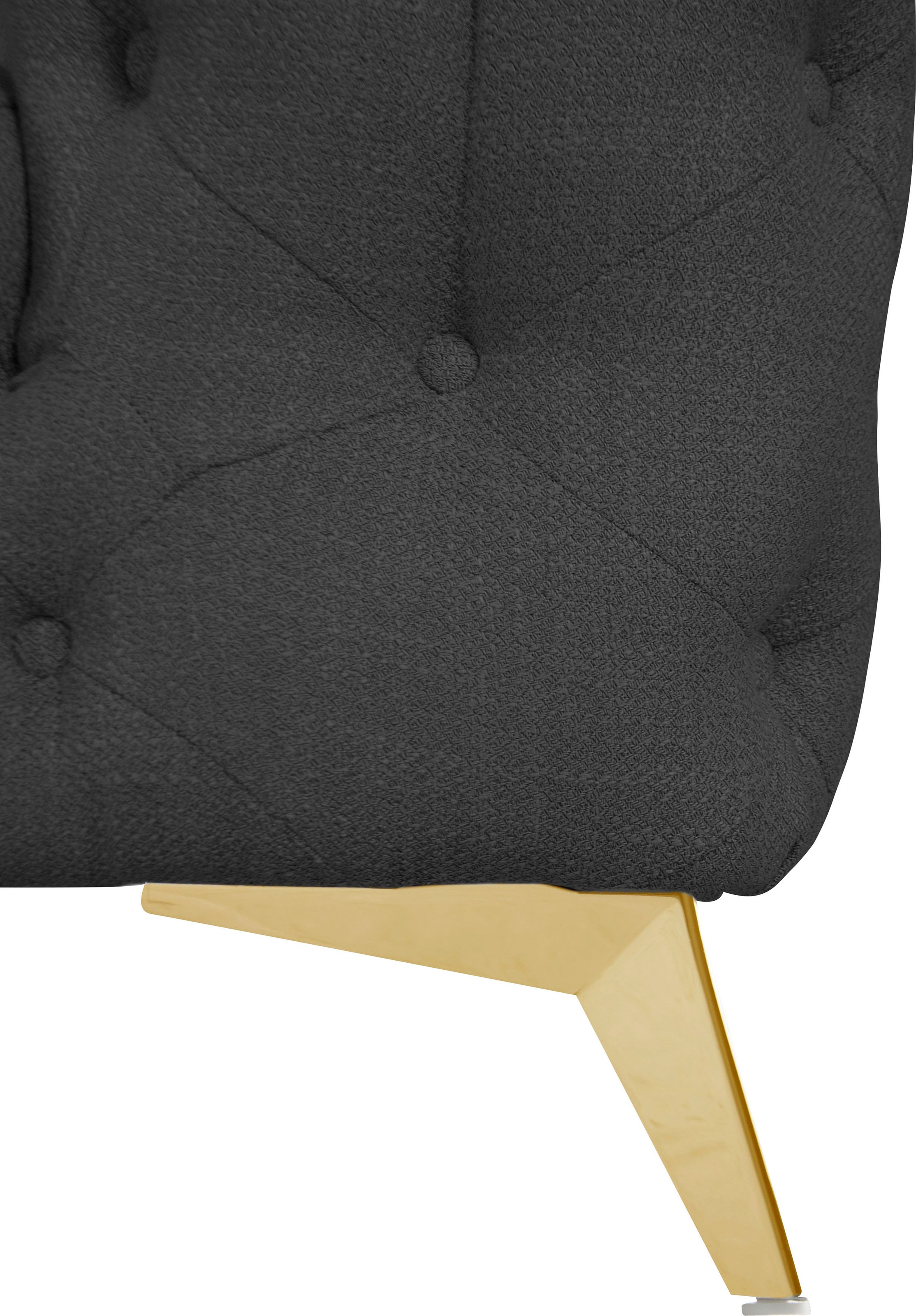 Leonique Chesterfield-Sofa »Ecksofa GLYNIS L-Form mit Wellenunterfederung, Maße B/T/H 264/204/75cm«, aufwändige Knopfheftung, moderne Chesterfield Optik, Fußfarbe wählbar