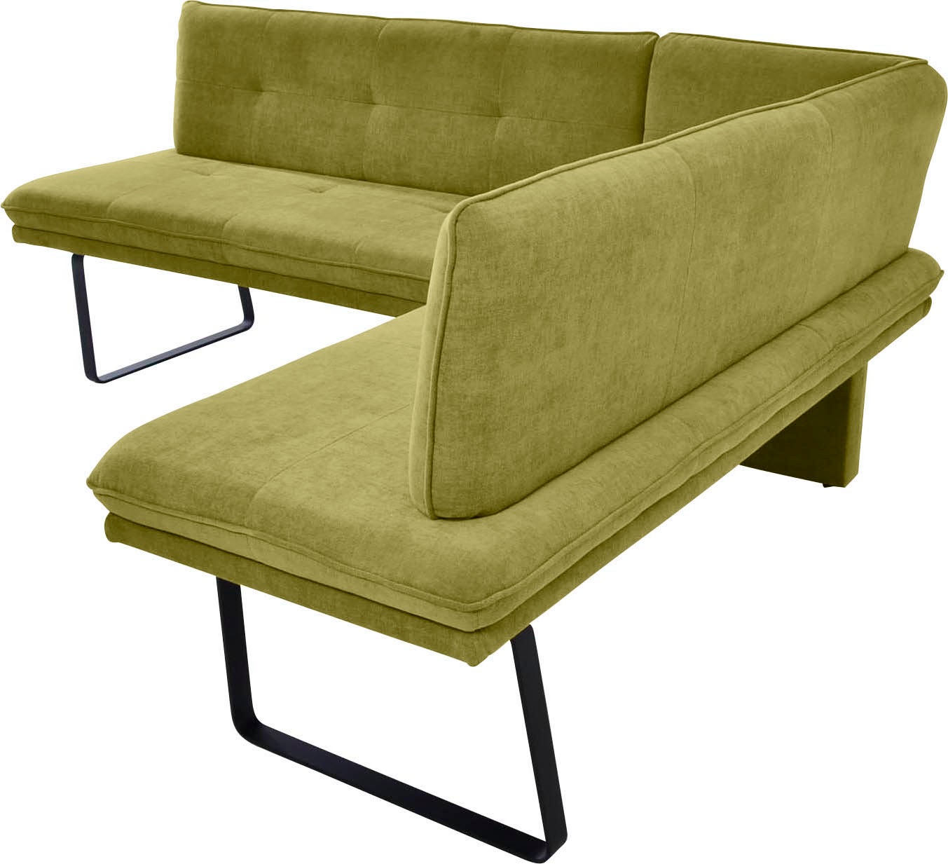 Eckbank K+W KOMFORT & WOHNEN, grün (olive), B:207cm H:87cm T:157cm, Sitzbänke, Eckbank, Polstereckbank in Spitzkissenoptik, Sitz und Rücken gesteppt 2