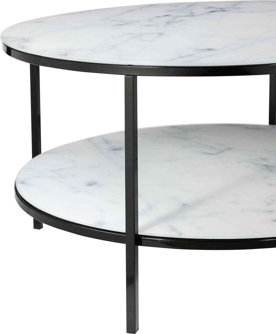 Couchtisch SALESFEVER "Caorle Coffeetable im minimalistischen Stil", schwarz-weiß (weiß, schwarz, schwarz, weiß), B:80cm H:45cm T:80cm, Tische, Couchtisch, Eleganz trifft Stil: Tischplatten in Marmoroptik 2