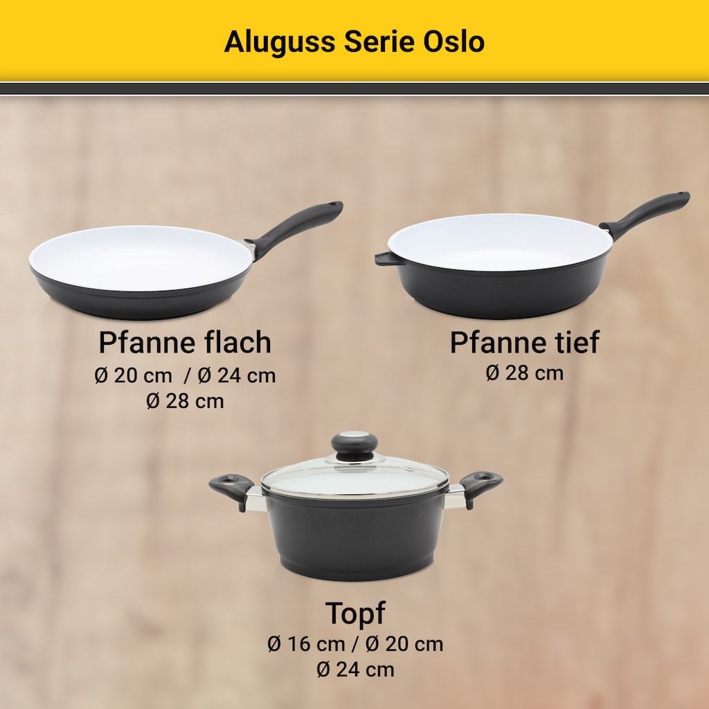 Krüger Bratpfanne »Aluguss Pfanne tief OSLO, 28 cm«, Aluminiumguss, (1 tlg.)