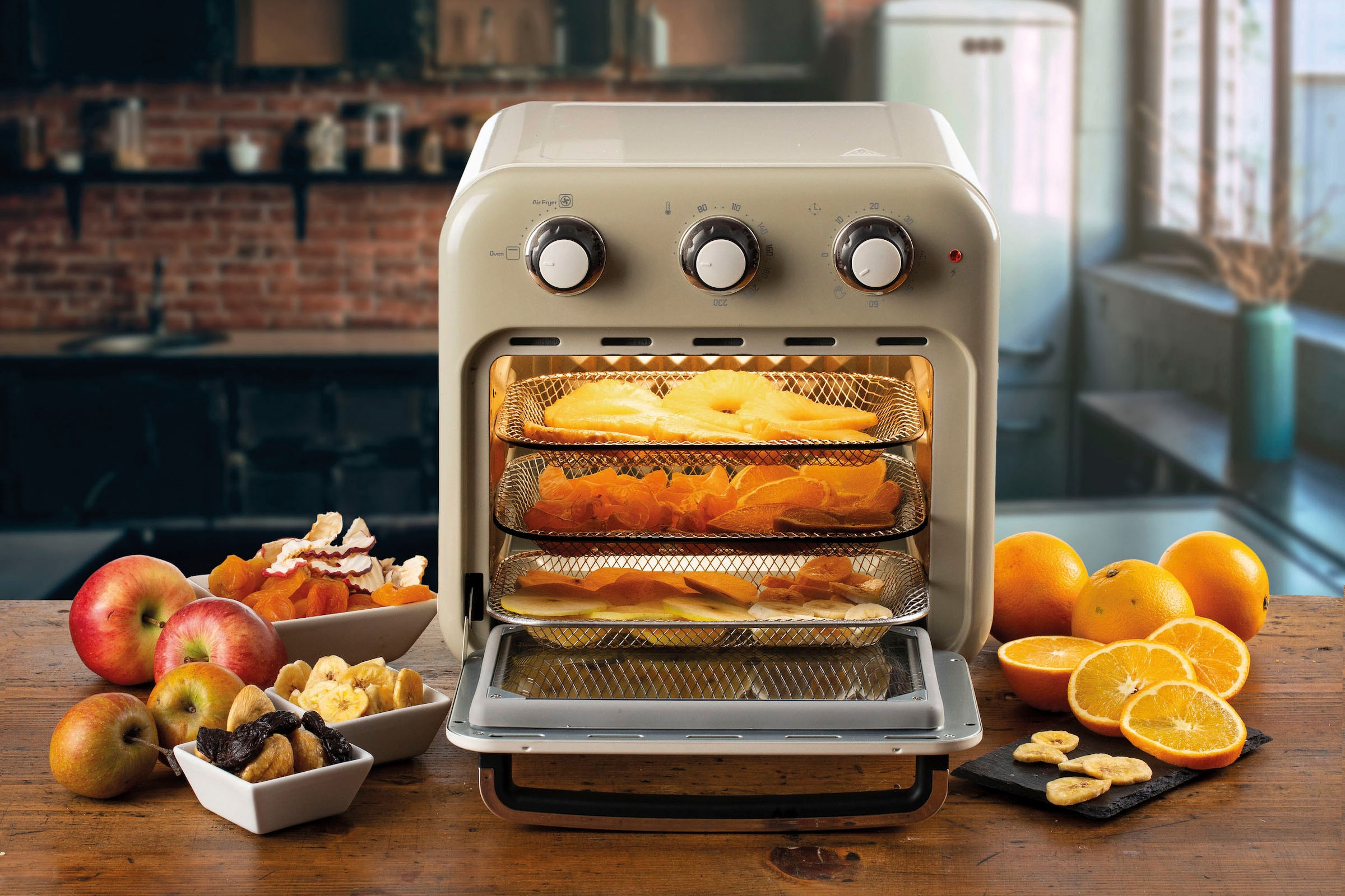Ariete Heißluftfritteuse »4632CR«, 1400 W, Vintage Heißluft-Fritt., Backofen und Rotisserie in Einem, 16 L, cream