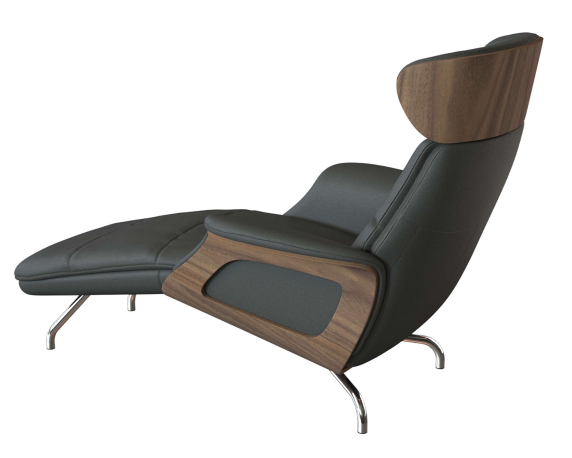 FLEXLUX Loungesessel »Clement Chaislongue, Relaxstuhl, Liegesessel,«, Rücken- & Kopfteilverstellung, Armlehne, Walnuss, Fuß Alu