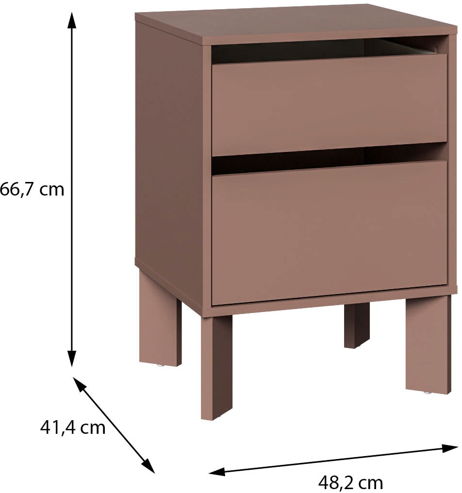 FORTE Nachtkommode »Tahoe Nachtkommode, grifflos,  2 Schubkästen« B/H/T 48,2/66,7/41,4 cm