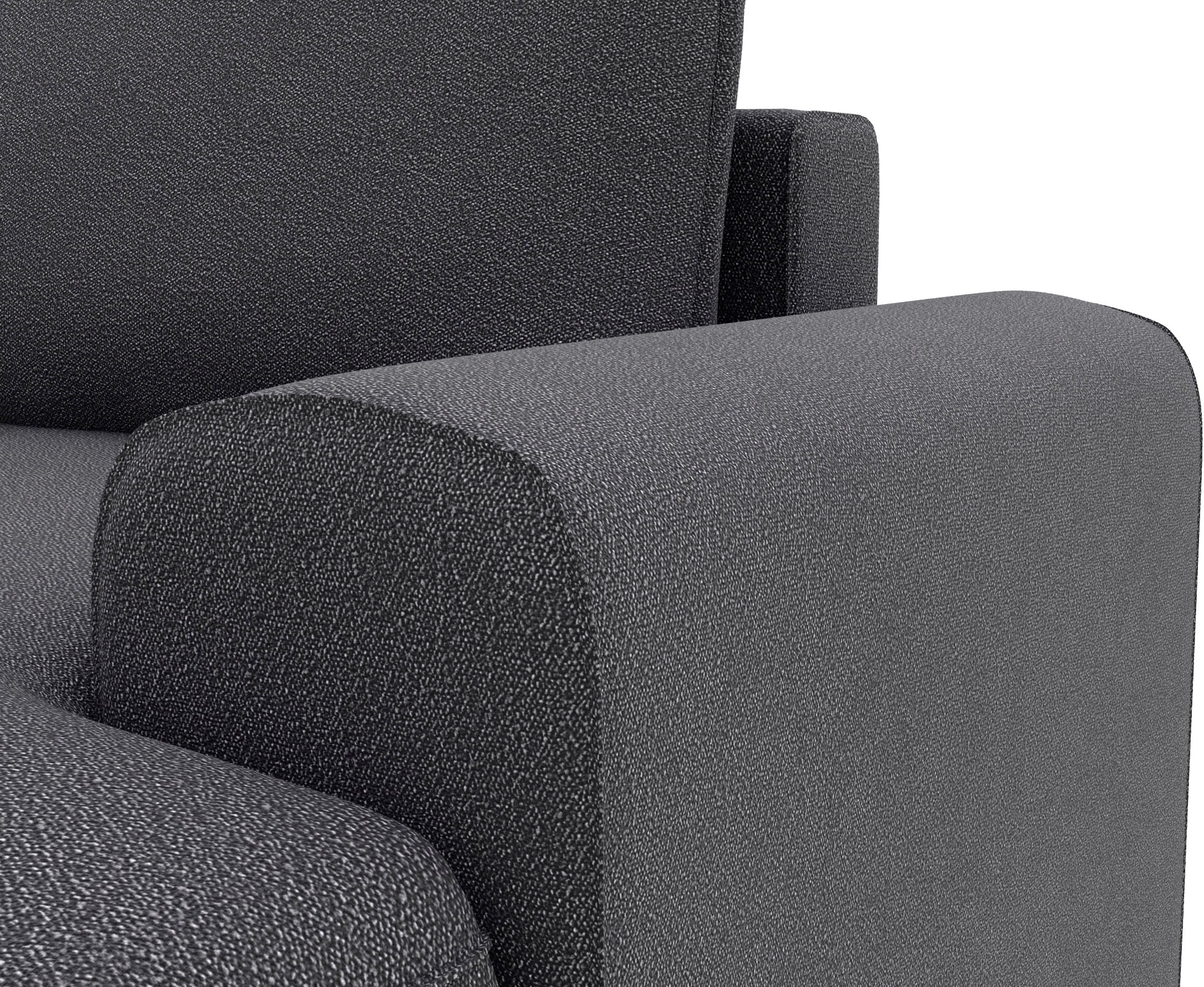 TRENDMANUFAKTUR Ecksofa »Fordon, Schlafsofa mit Bettkasten, Couch in L-Form, Breite 250 cm«, in Struktur fein LEO, haustierfreundlich, anthrazit, Recamiere links