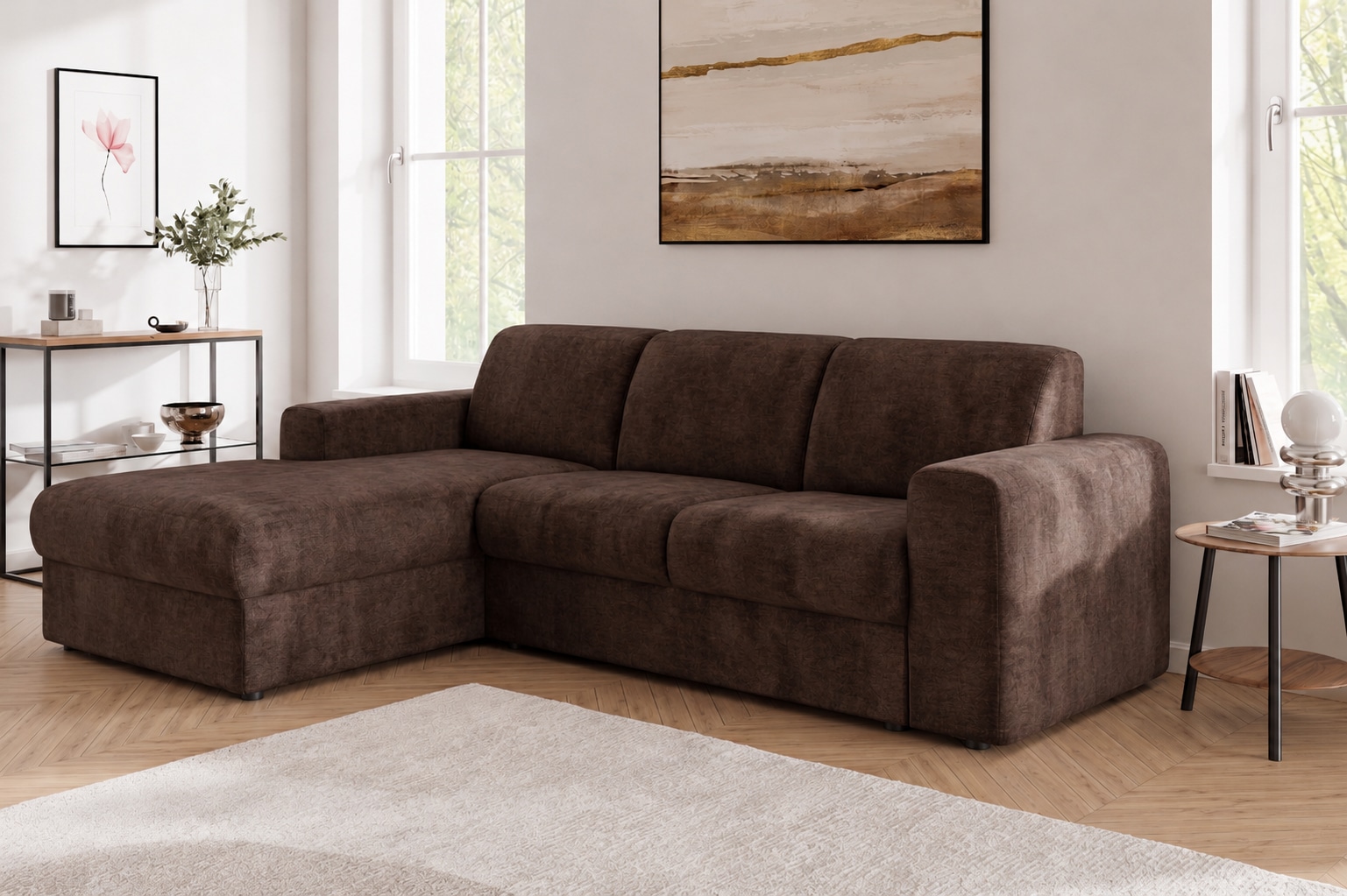OTTO home Ecksofa "BORNHOLM 2.0 L-Form, Breite 220 cm, Verlässliche Qualität, Chenille" Recamiere links/rechts bestellbar, Bezug - Chenille oder Struktur