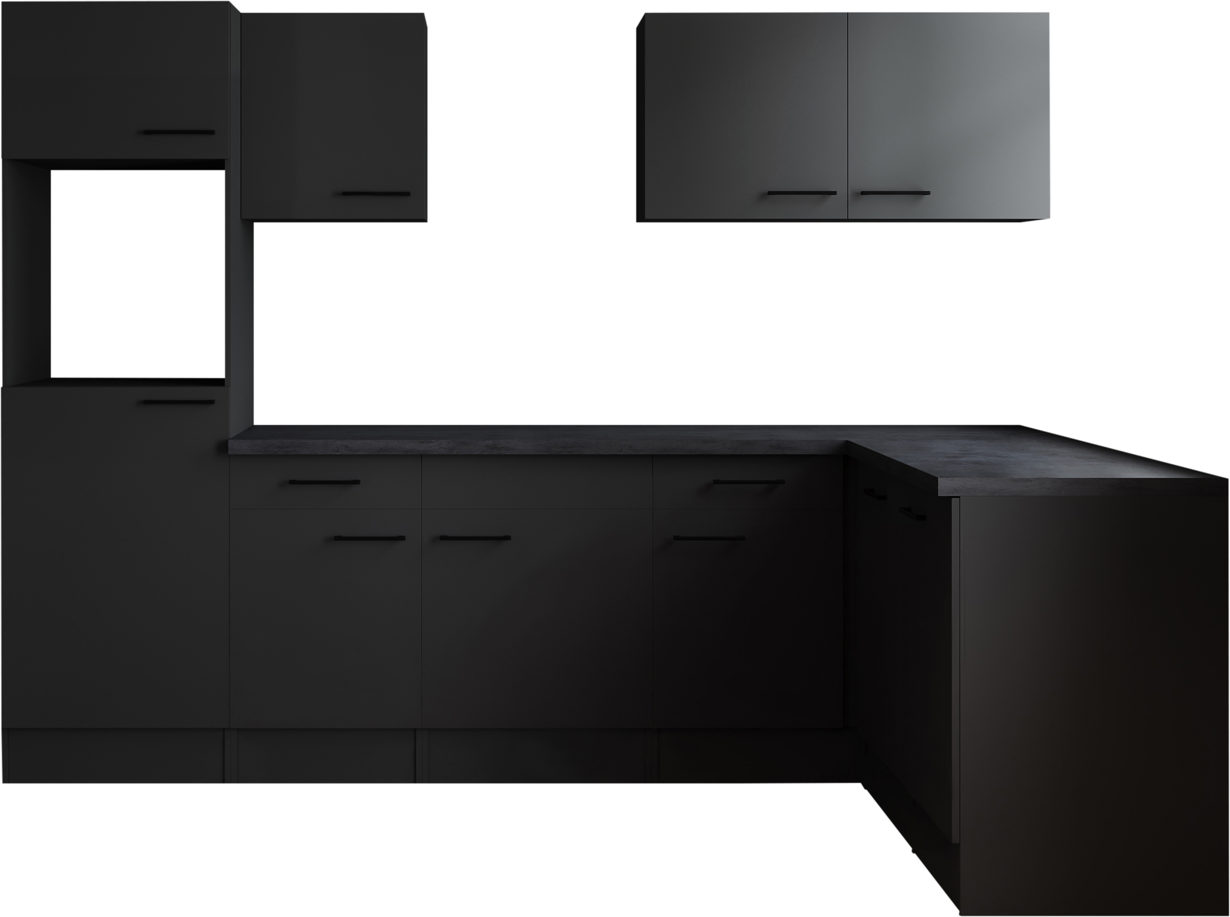 Winkelküche RESPEKTA, B:280cm H:205cm T:172cmküche: grau, front: grau matt, korpus: grau matt, arbeitsplatte: granit optik, Komplettküchen-Sets,