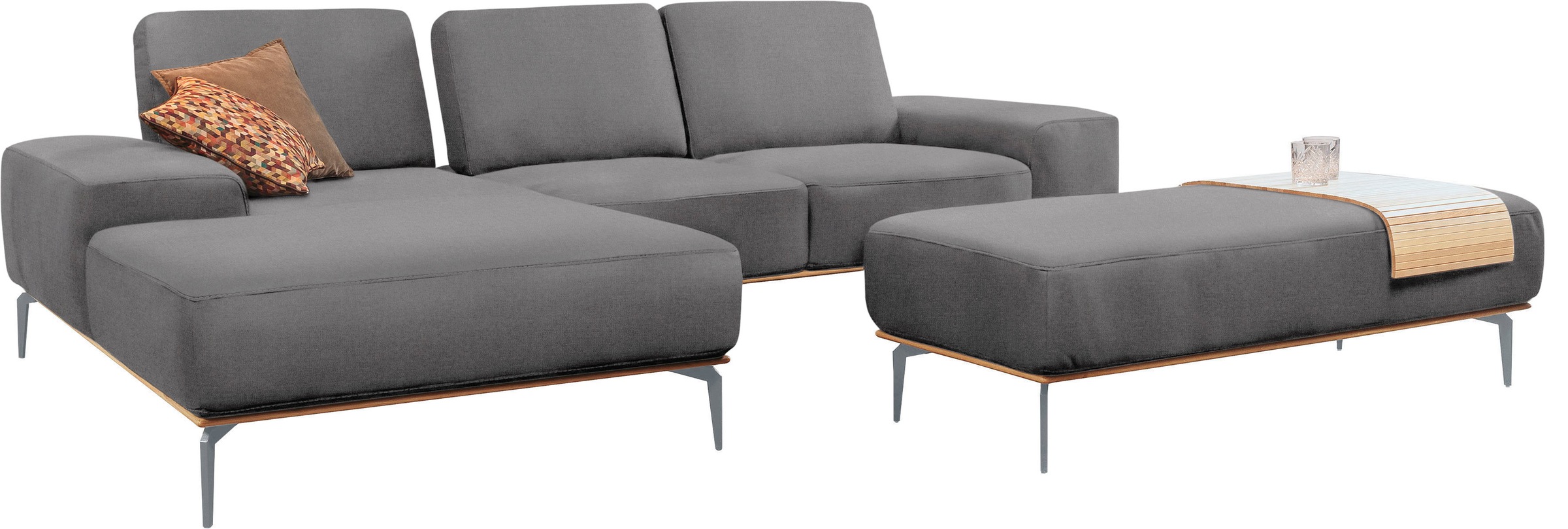 Thumbnail - W.SCHILLIG Ecksofa "run, Designsofa mit tollem Sitzkomfort, bequem, L-Form", mit elegantem Holzsockel, Füße in Silber ma...