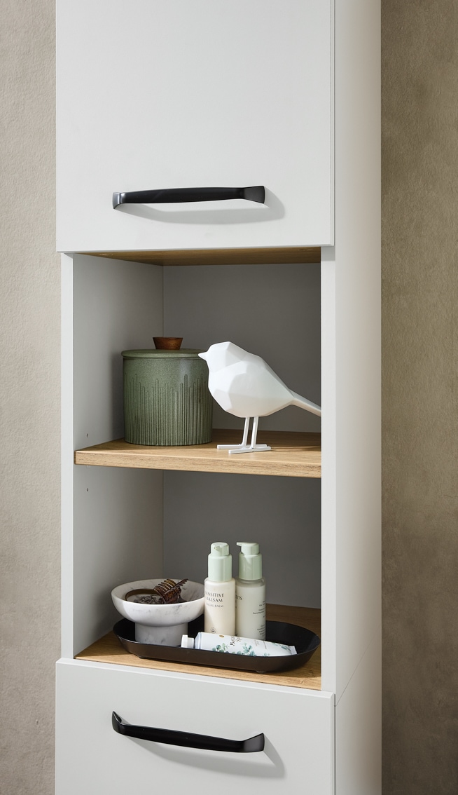 Saphir Hochschrank »Quickset 500, Badschrank 32,4 cm breit« 3 Einlegeböden, 1 offenes Fach, Badezimmer-Hochschrank