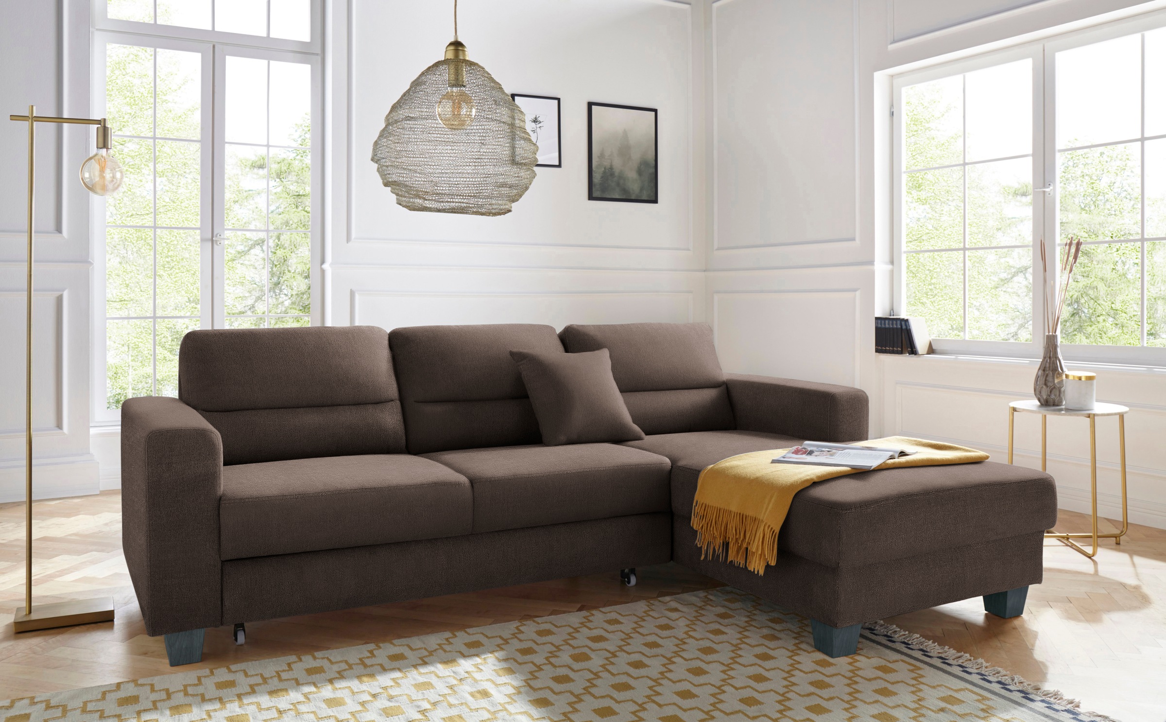 TRENDMANUFAKTUR Ecksofa »Chamber, zeitlos und modern, hoher Sitzkomfort, L-Form«, wahlweise mit Schlaffunktion