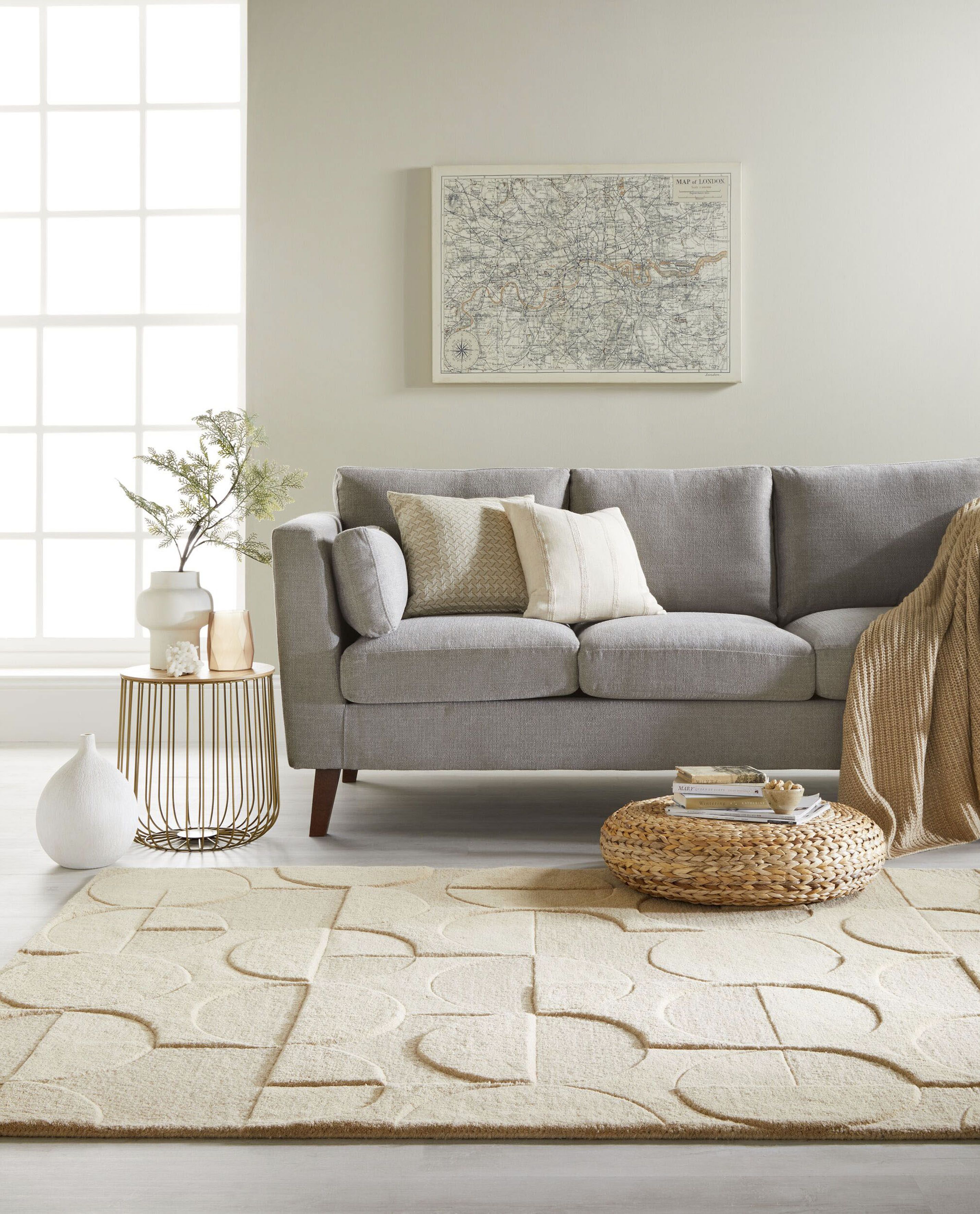FLAIR RUGS Teppich "GIGI" rechteckig 8 mm Höhe aus 100% Wolle, geometrisches Design, fußbodenheizungsgeeignet
