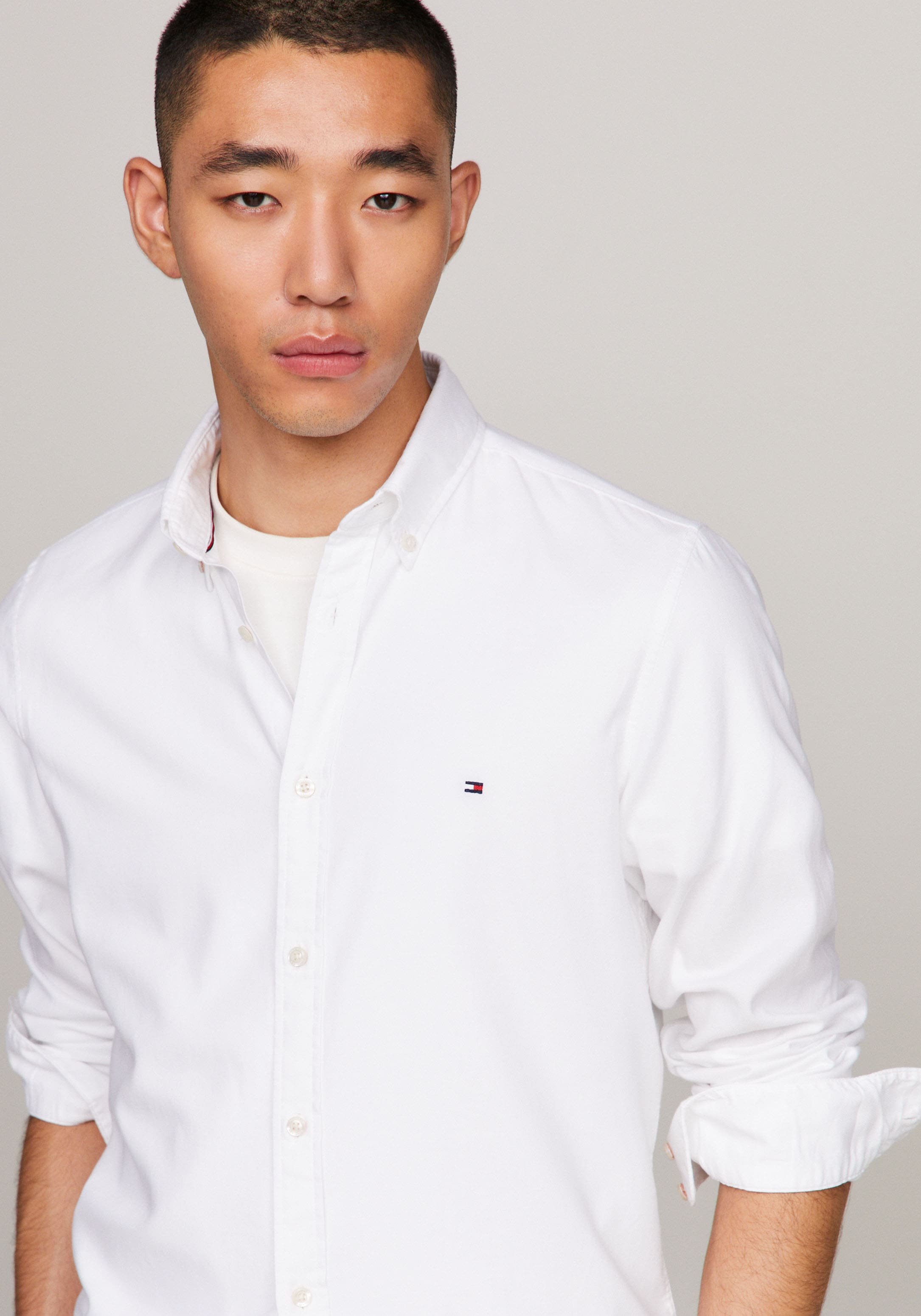 Tommy Hilfiger Langarmhemd "FLEX DOBBY SF SHIRT", mit Knopfleiste günstig online kaufen