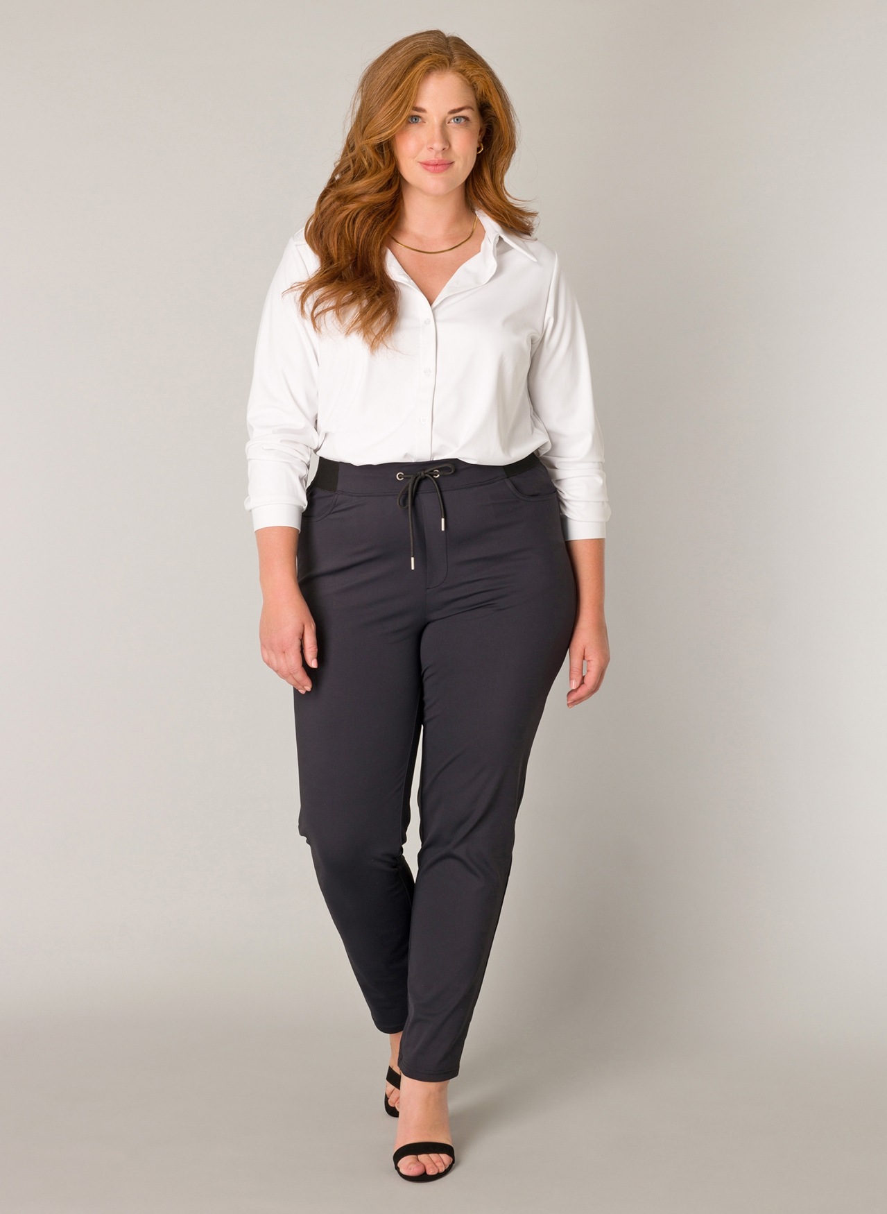 Thumbnail - Base Level Curvy Stoffhose "Liana" Sommerhose mit Stretch und Kordelzug, im Jeggings-Style