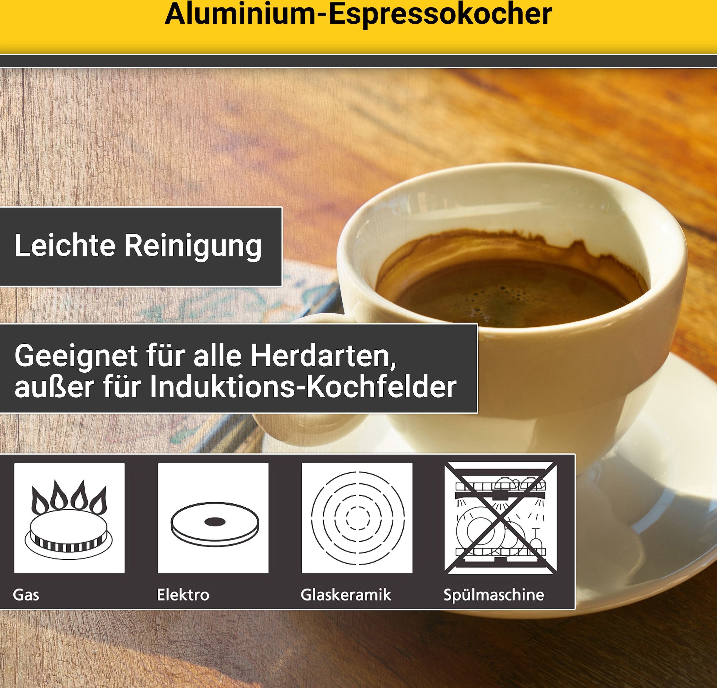 Krüger Espressokocher »Italiano«, 0,7 l Kaffeekanne, traditionell italienisch, aus Aluminium, mit Silikon-Dichtungsring