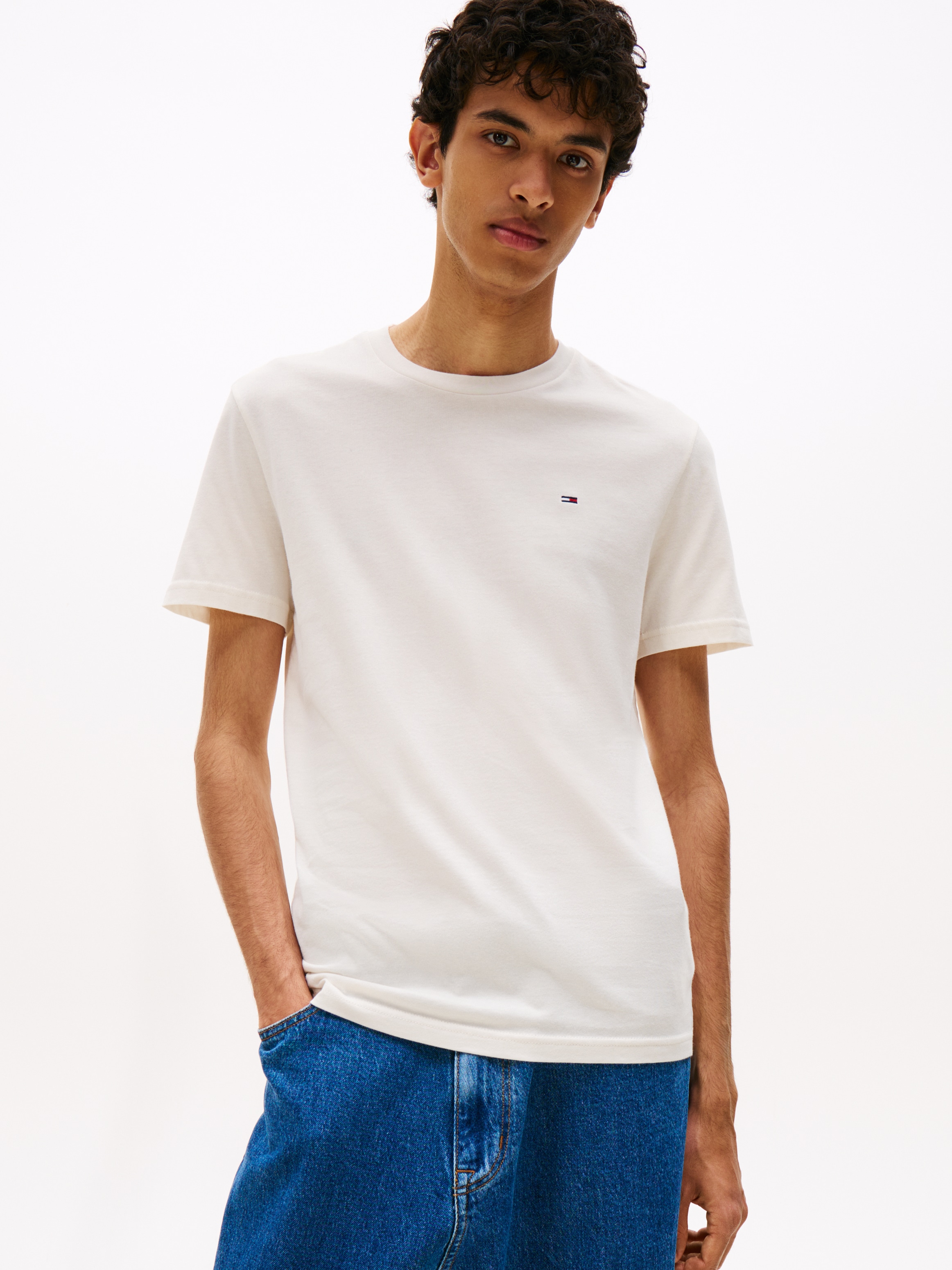 Tommy Jeans Rundhalsshirt »TJM XSLIM 2PACK JERSEY TEE EXT«, (Packung, 2er-Pack), Logostickerei, 2Pack
