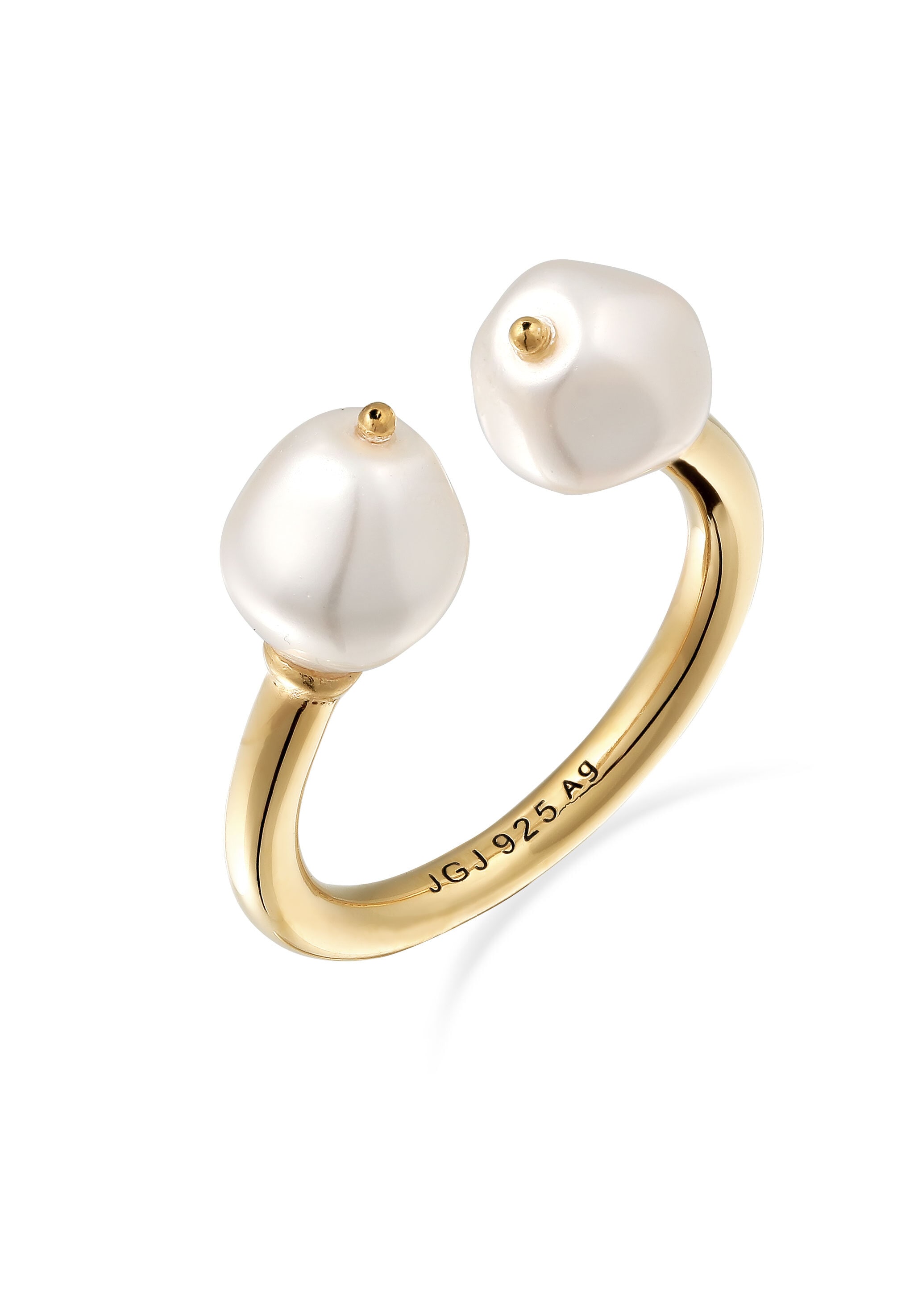 "Perlenring ELLI PREMIUM ""Ring mit Perlen von Swarovski 925 Sterling Silber"" Gr. 52, gold, Fingerringe, Damen, 52, Silber 925 (Sterlingsilber)