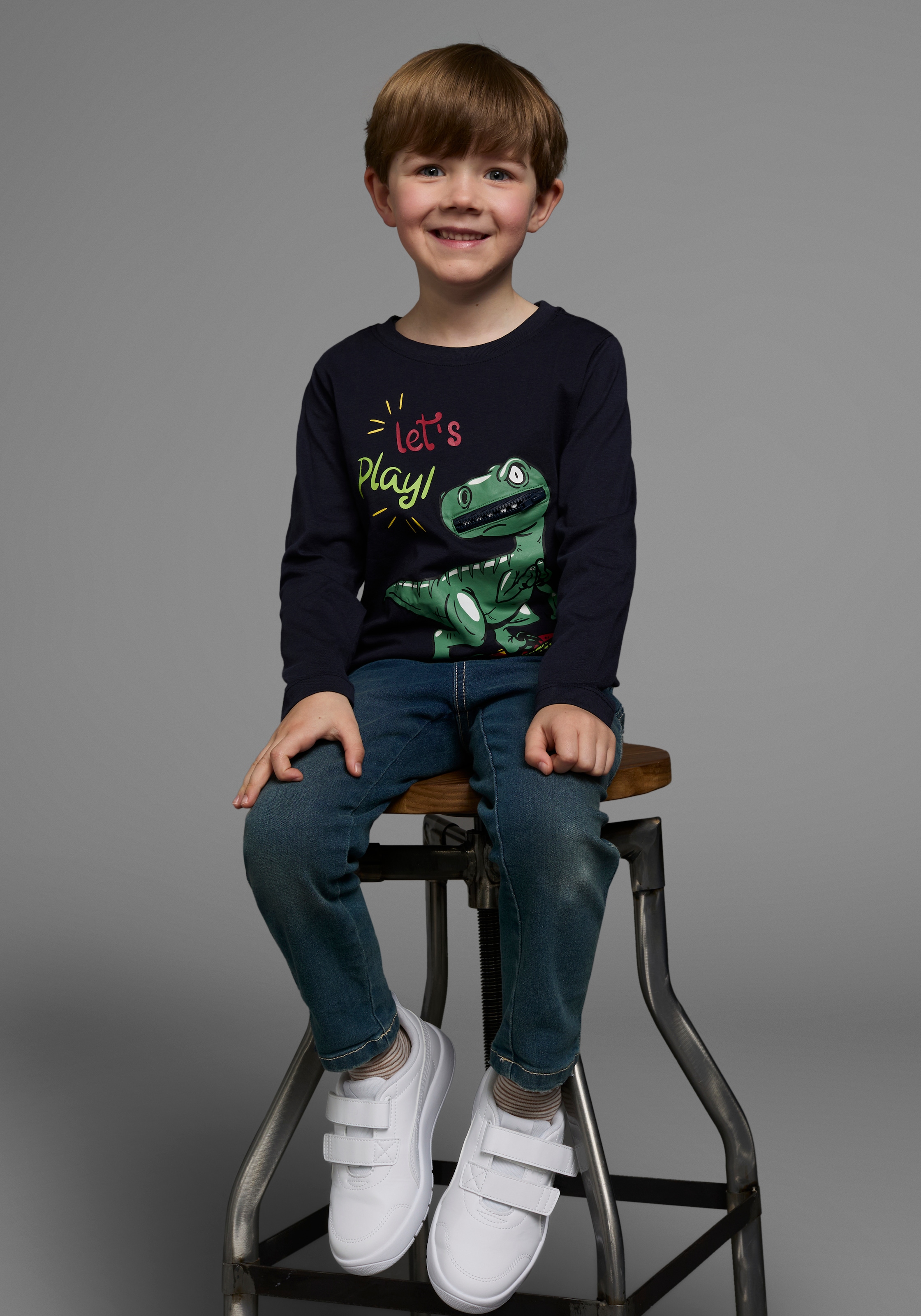 KIDSWORLD Langarmshirt »LET´S PLAY«, Langarm, Basic-Stil, aus Baumwolle