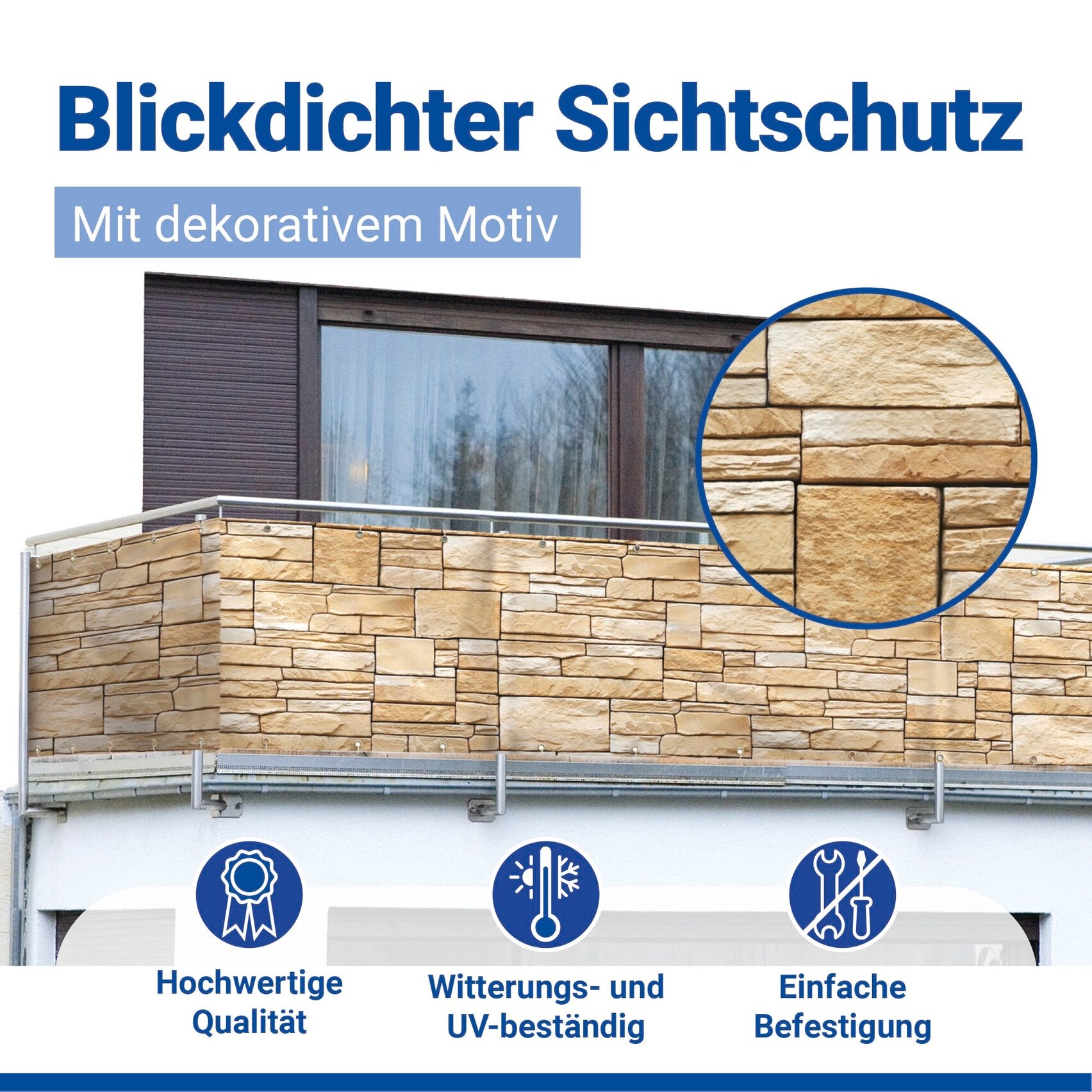 WENKO Balkonsichtschutz »Mauer« LxH: 500x85 cm, für Balkon und Terrasse