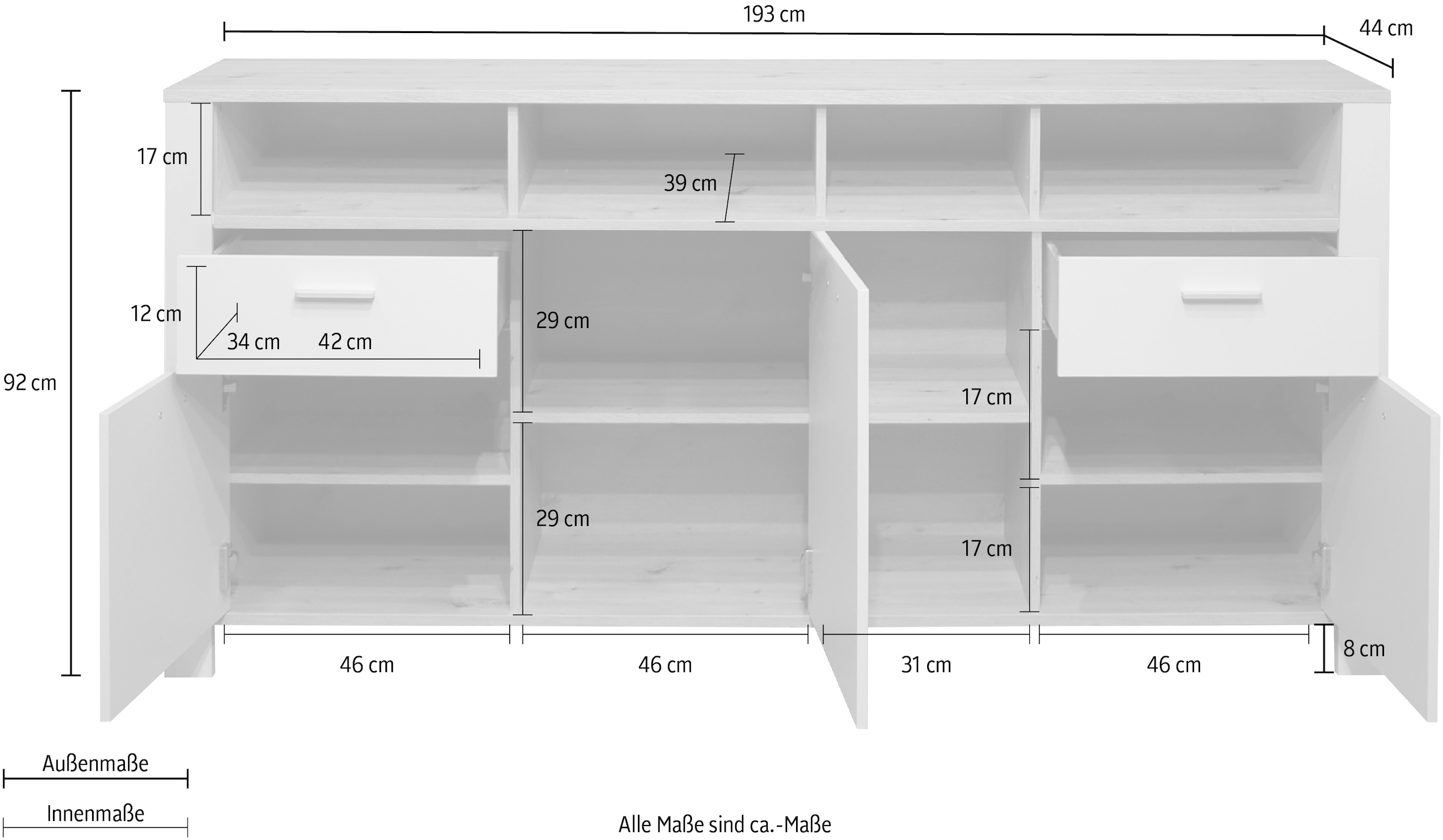 Mäusbacher Sideboard »Nele«, Breite 193 cm | BAUR