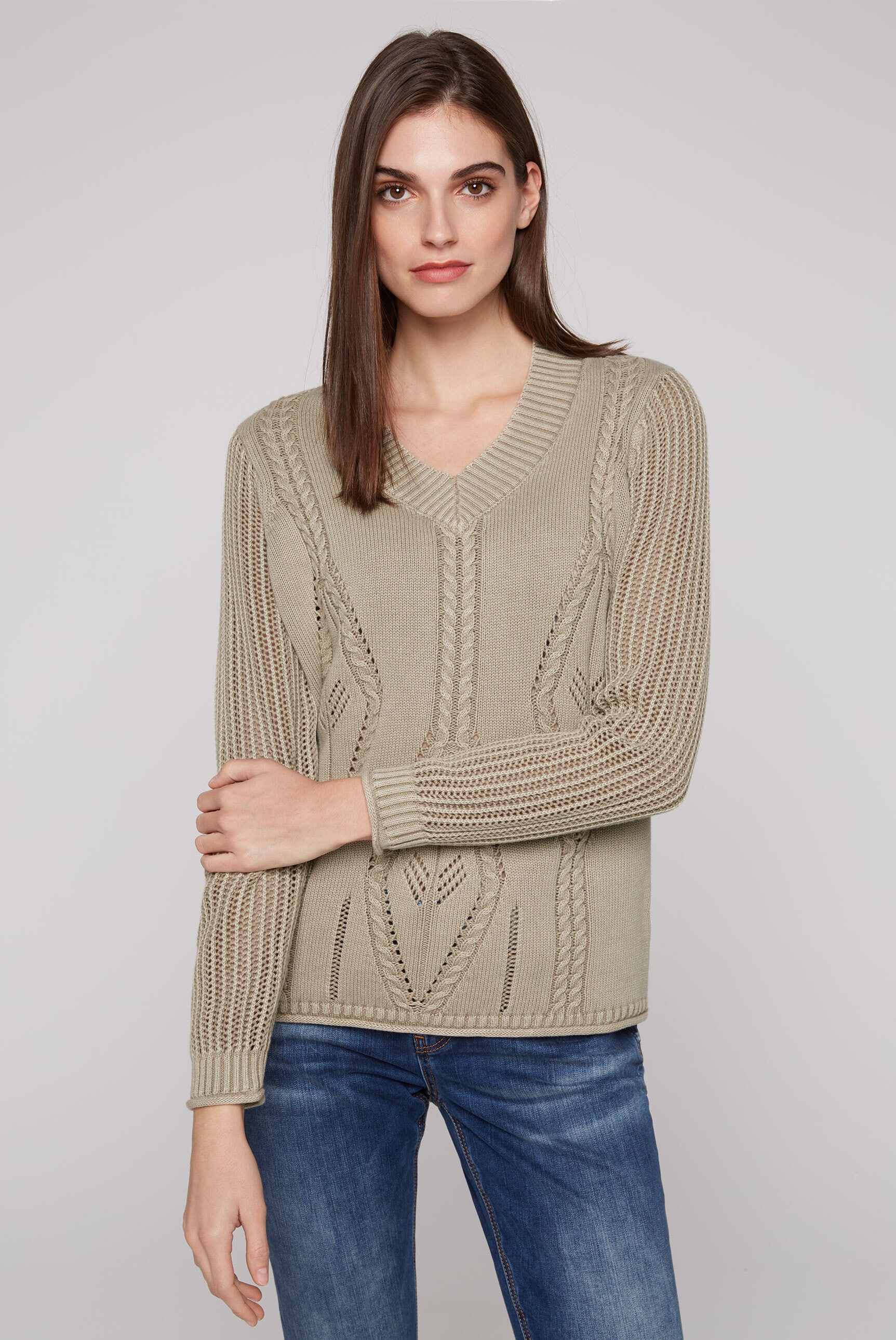 V-Ausschnitt-Pullover, aus Baumwolle