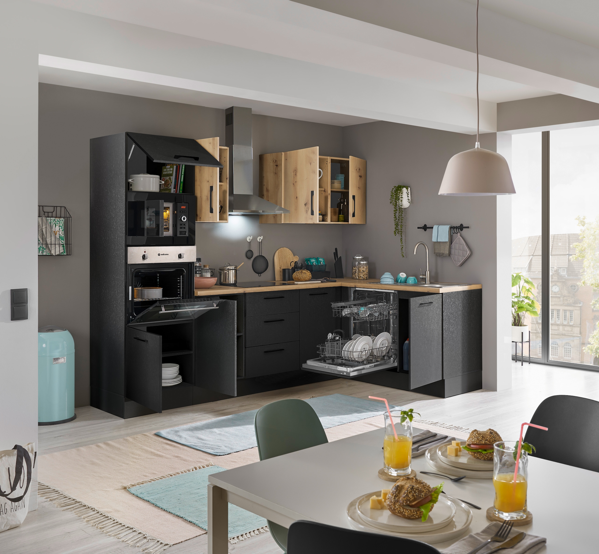 BASIC by Balculina Winkelküche »Turin«, Stellbreite 280x175 cm, wahlweise mit E-Geräten