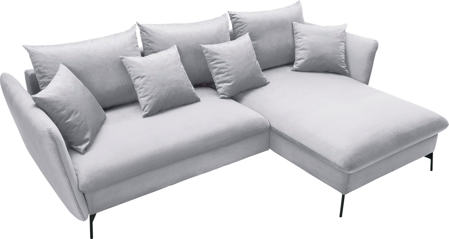 andas Ecksofa »LIVORNO,258 cm, L-Form,«, Schlaffunktion u. Bettkasten (139/224cm), Samt, Struktur, Webstoff