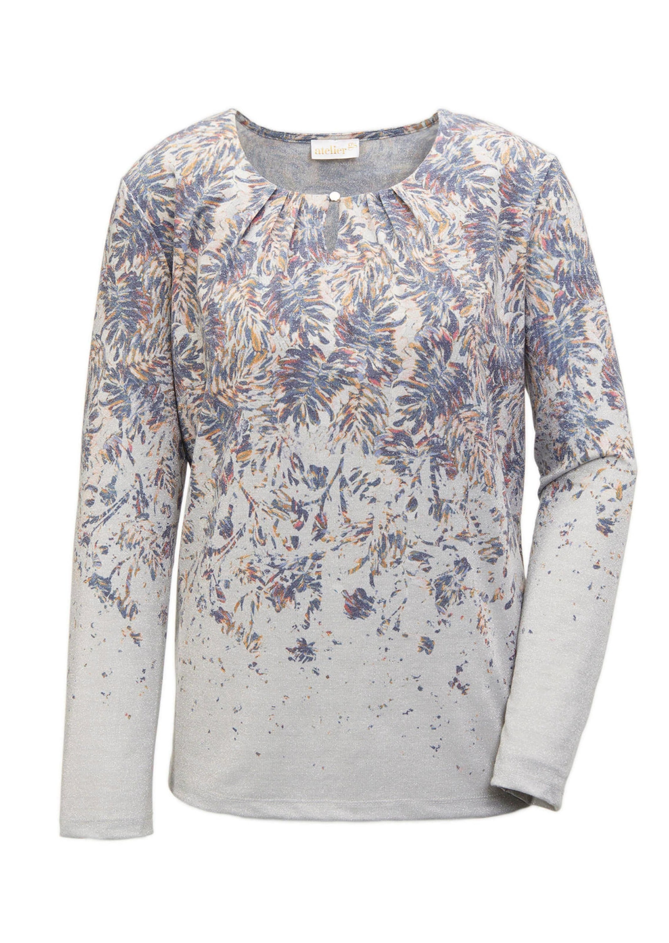 GOLDNER Print-Shirt "Glanzshirt mit Blättermotiv" Ohne