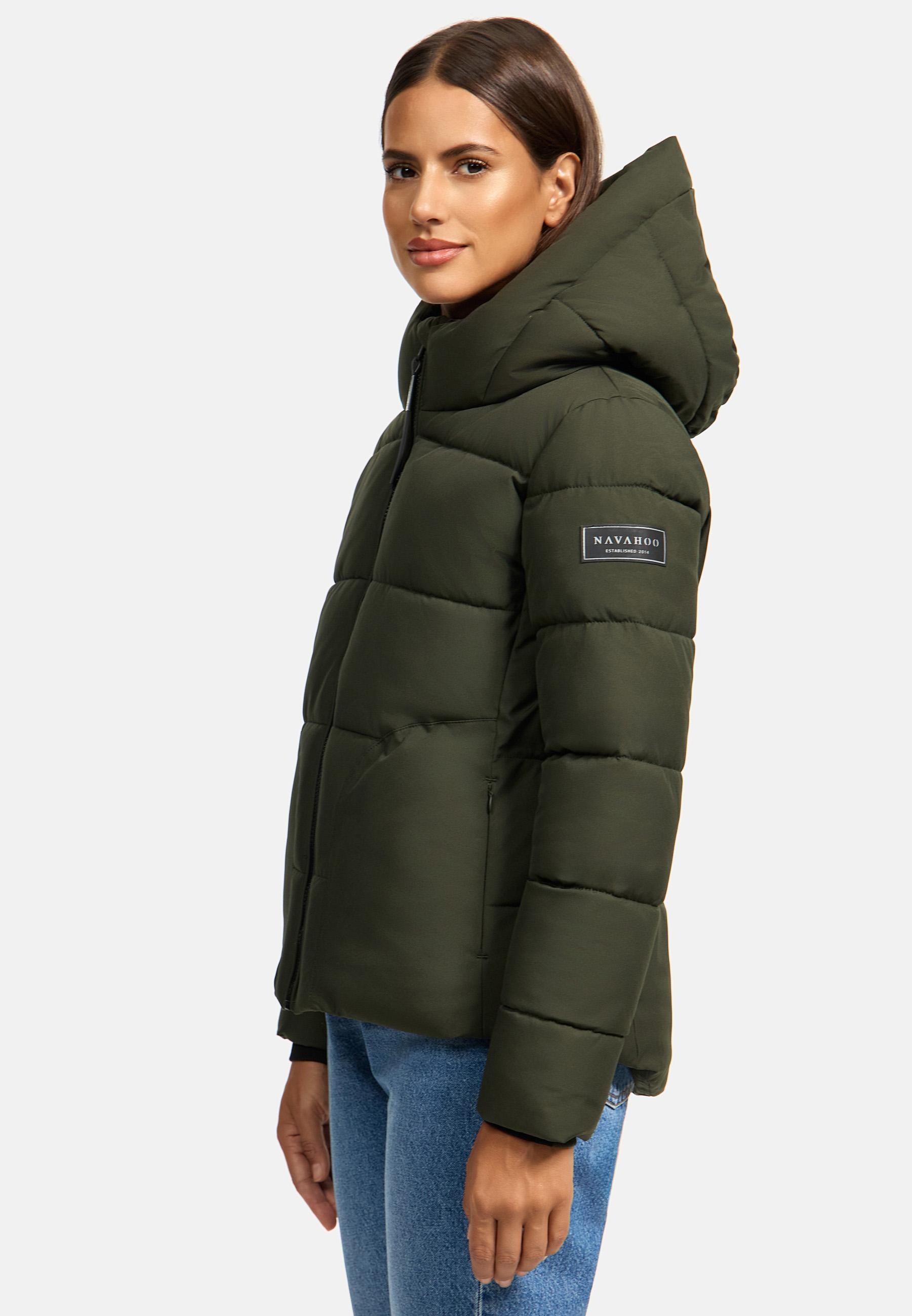 Navahoo Steppjacke »Lachperle XIV«, mit Kapuze, Kurze gesteppte Damen Winterjacke mit hohem Kragen und Kapuze
