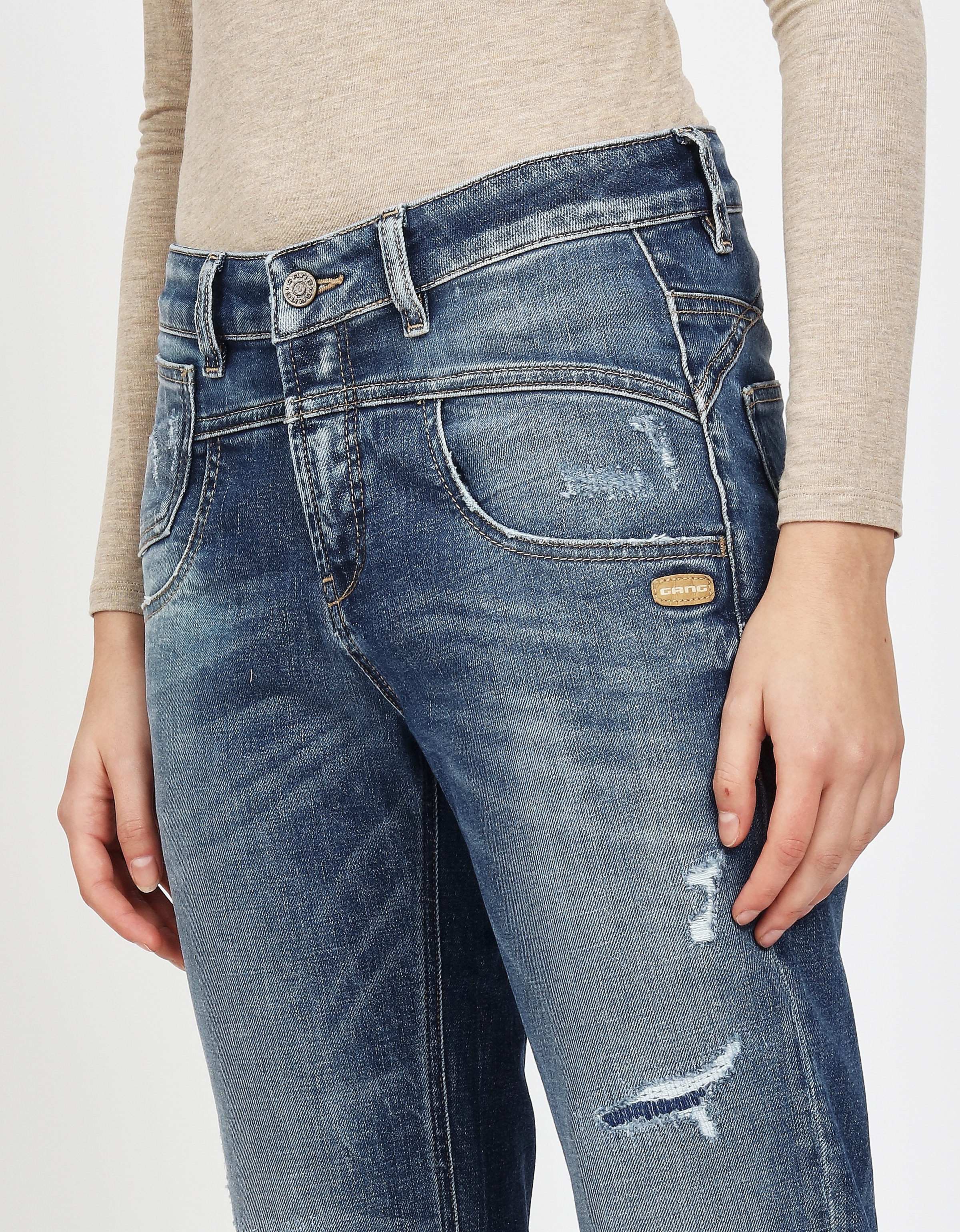 GANG Loose-fit-Jeans »94BO CROPPED«, mit Rundpasse