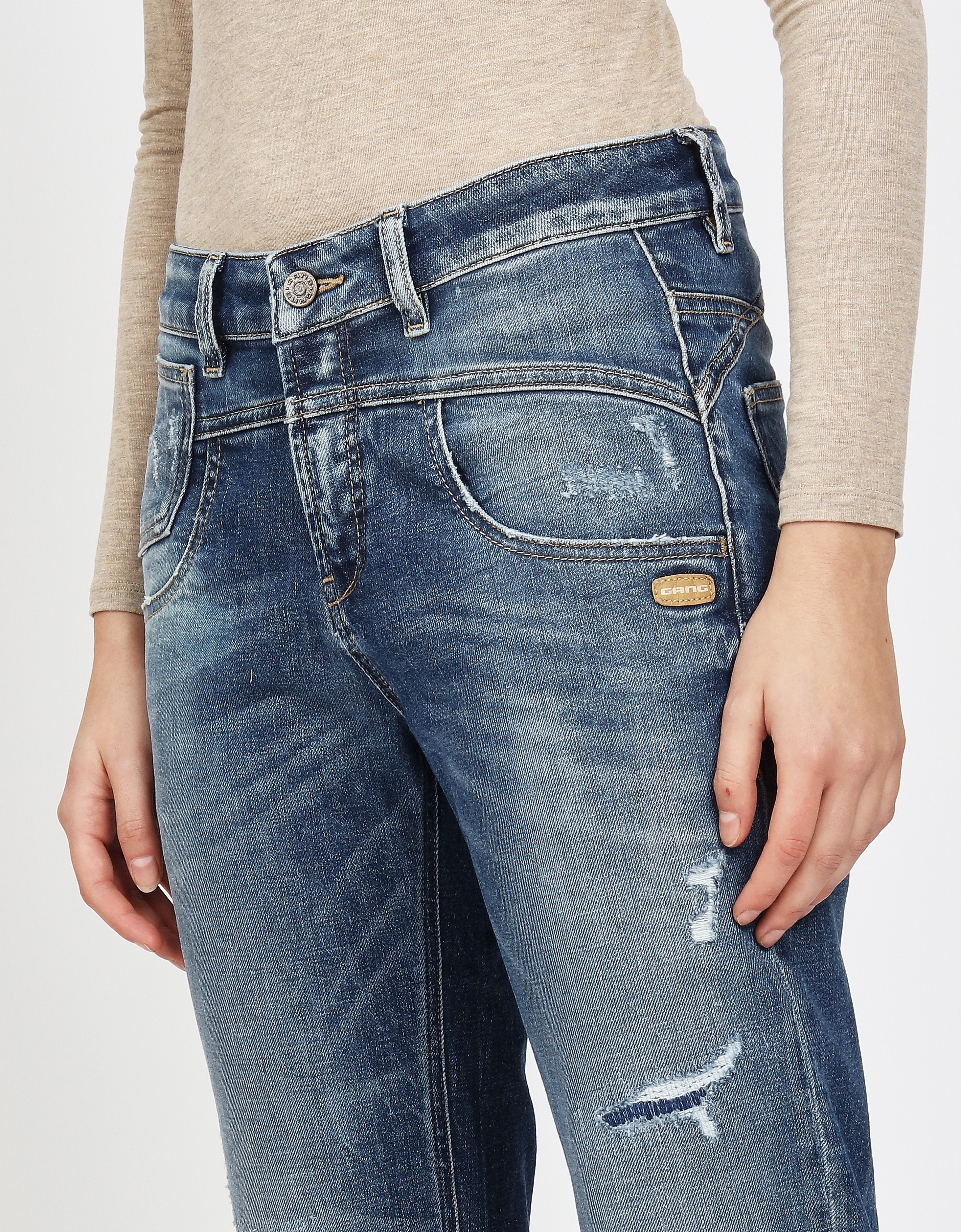 Thumbnail - GANG Loose-fit-Jeans "94BO CROPPED" mit Rundpasse