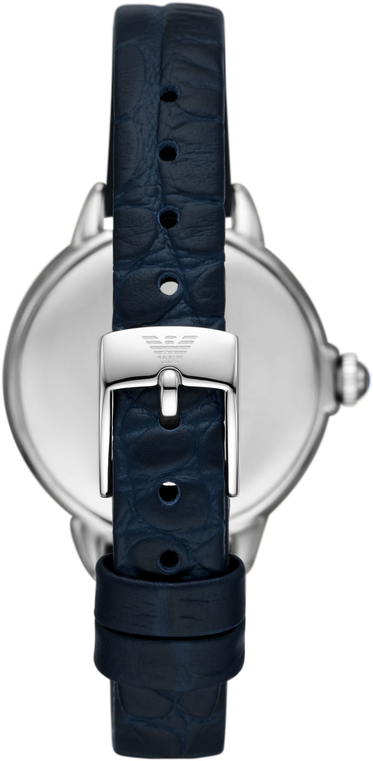Emporio Armani Quarzuhr, Armbanduhr, Damenuhr, Lederarmband, analog, Mondphase