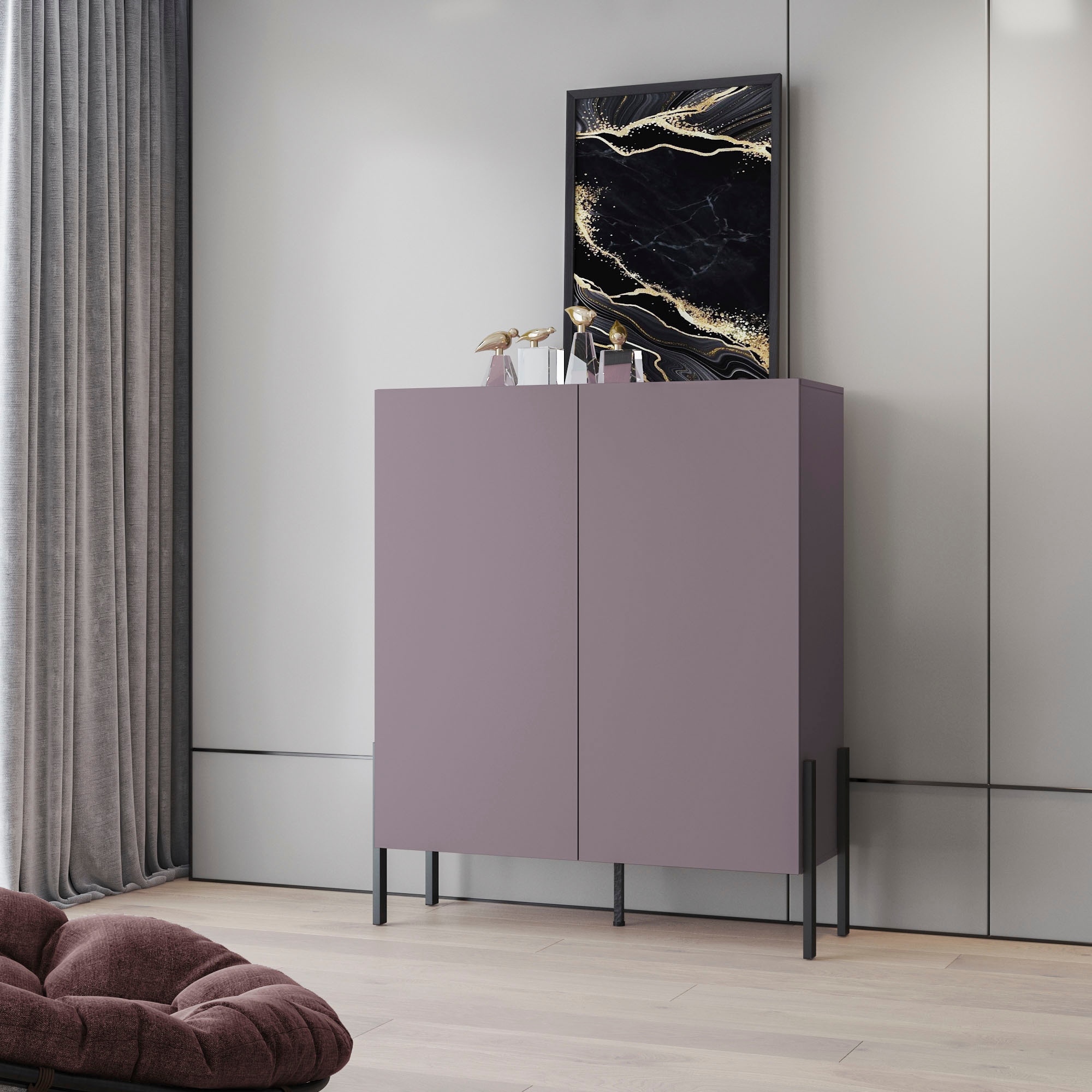 INOSIGN Kommode »Jukon, Breite 110 cm, moderne grifflose Hochschrank, 2Türen«, Highboard mit viel Stauraum, push-to-open-Funktion