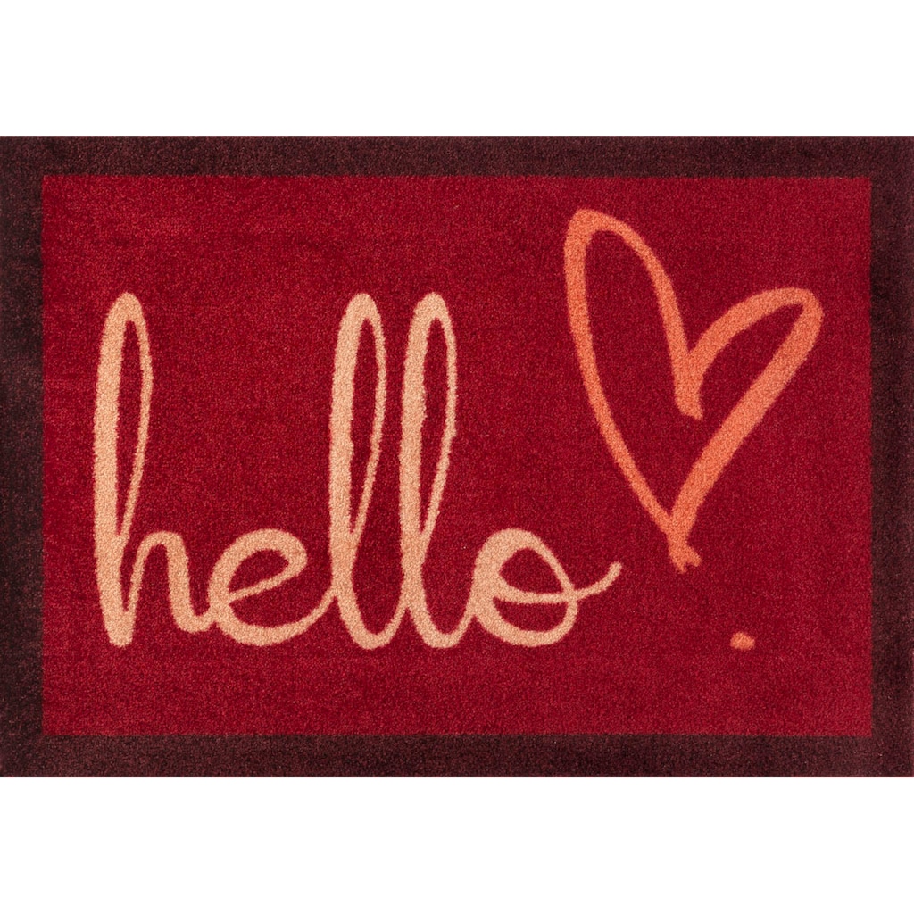 wash+dry by Kleen-Tex Fußmatte »Hello Heart«, rechteckig, Schmutzfangmatte, mit Spruch, In- und Outdoor geeignet, waschbar