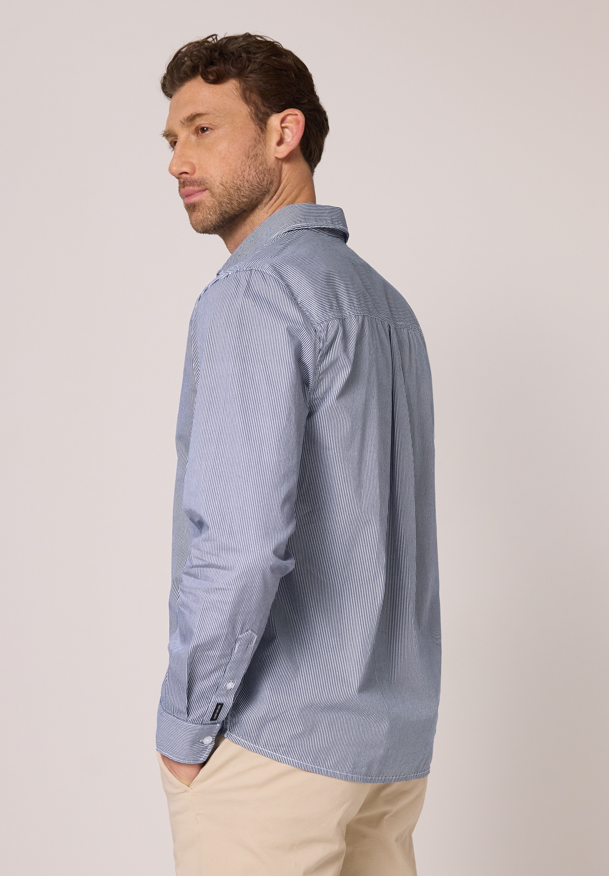 STREET ONE MEN Langarmhemd aus reiner Baumwolle