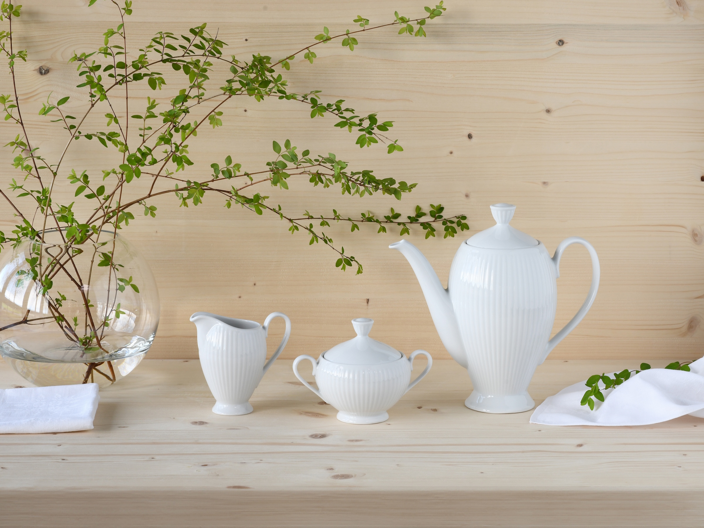 CreaTable Kaffeeservice »Valencia Weiß, Kaffeegarnitur 3-tlg«, (Set, 3 tlg.), Elegant, Boho Chic