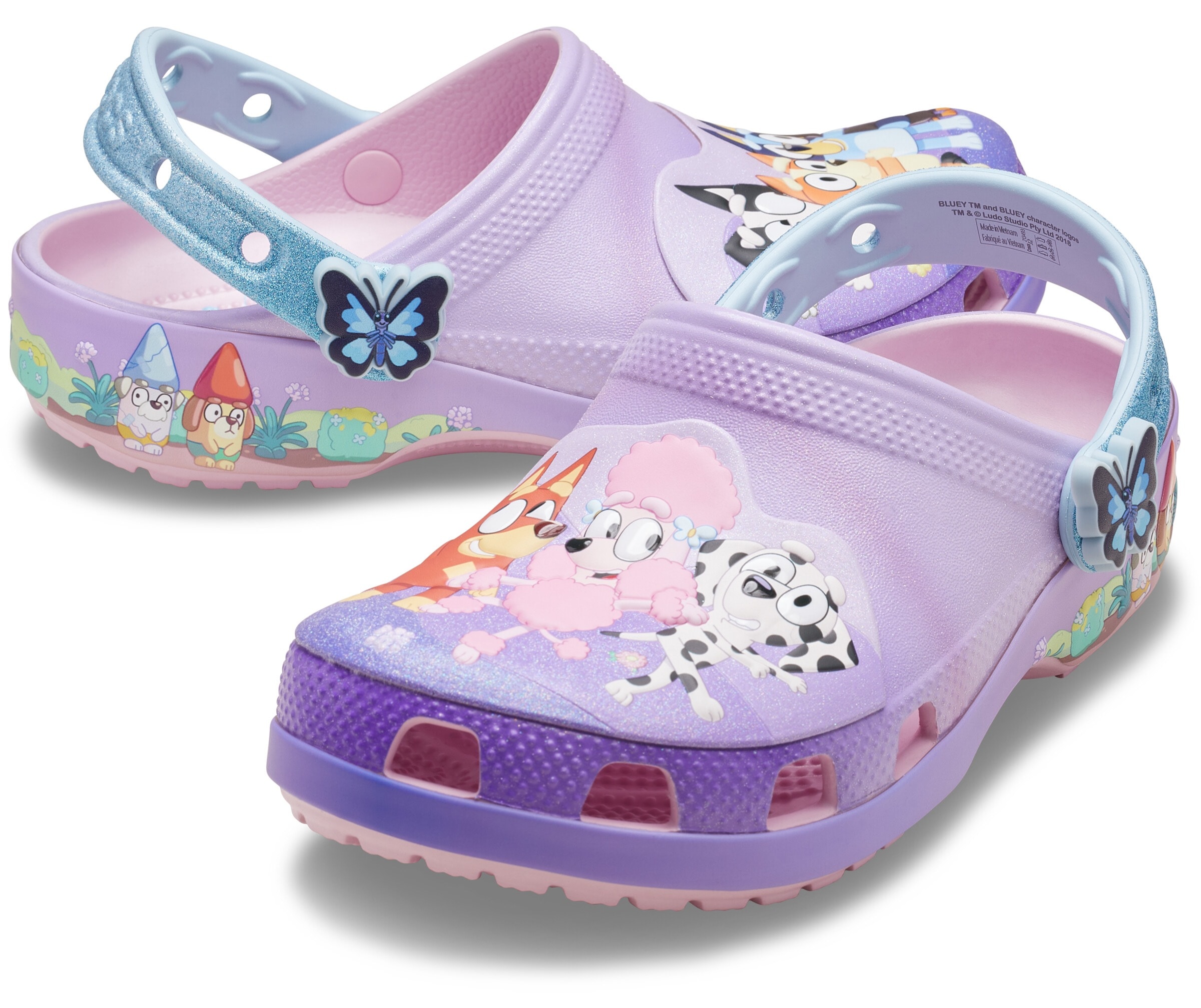 Crocs Clog "Bluey Multi Pink Classic" Strandschuh, Sommerschuh, Hausschuh mit süßen Tiermotiven