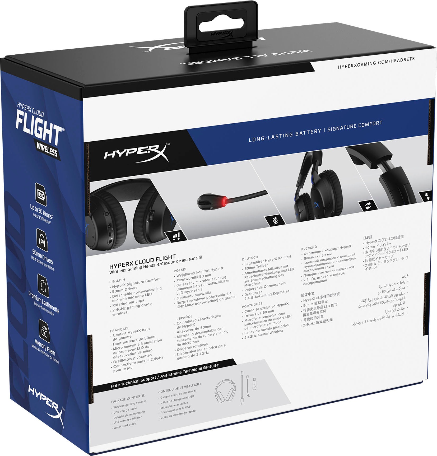 HyperX Gaming-Headset »Cloud Flight Wireless Black/Blue für PlayStation«, Wireless, Mikrofon abnehmbar-Rauschunterdrückung