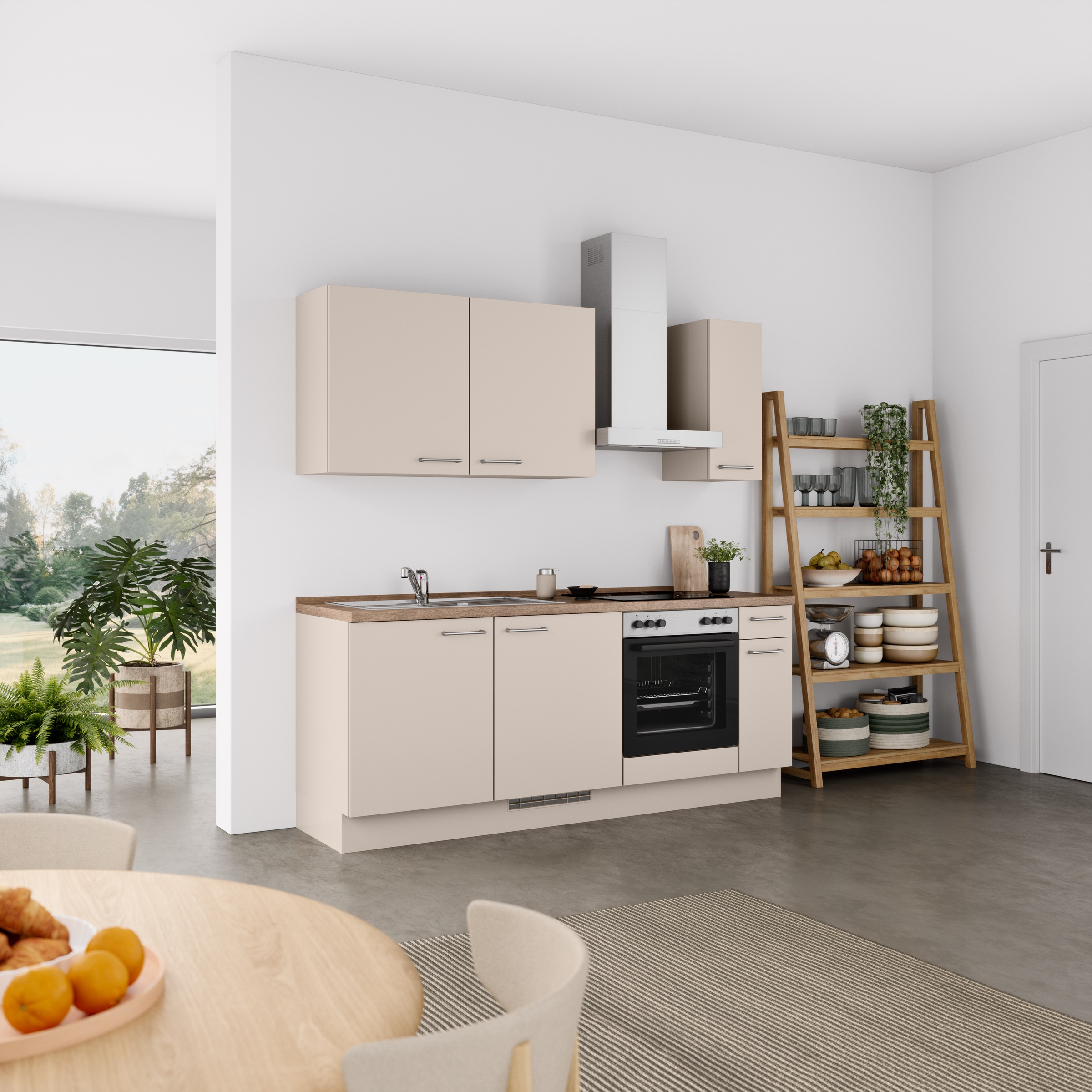 nobilia® Küchenzeile »"Laser I", Breite 210 cm, Ausrichtung wählbar«, vormontiert, wahlw. mit unterschiedlichen E-Geräten-Sets