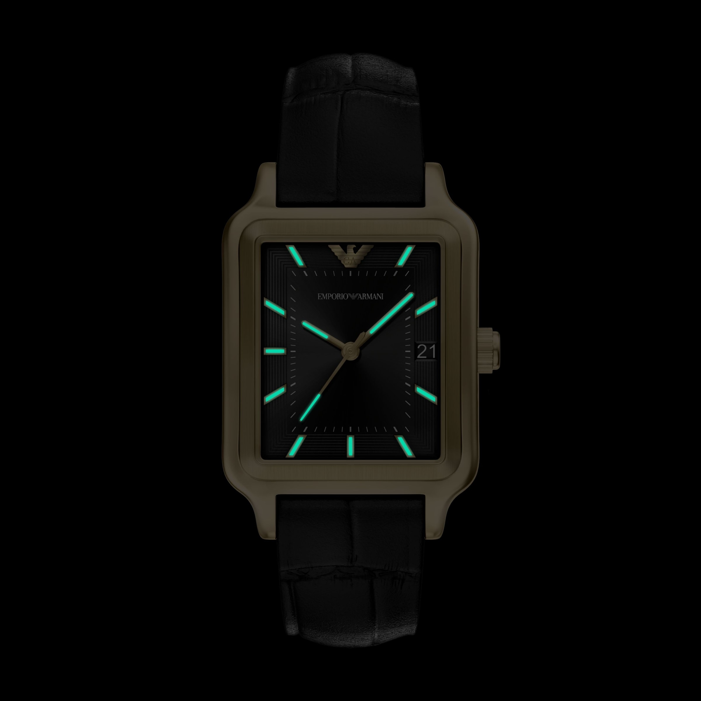 Emporio Armani Quarzuhr Armbanduhr, Damenuhr, Herrenuhr, Lederarmband, analog, Tag
