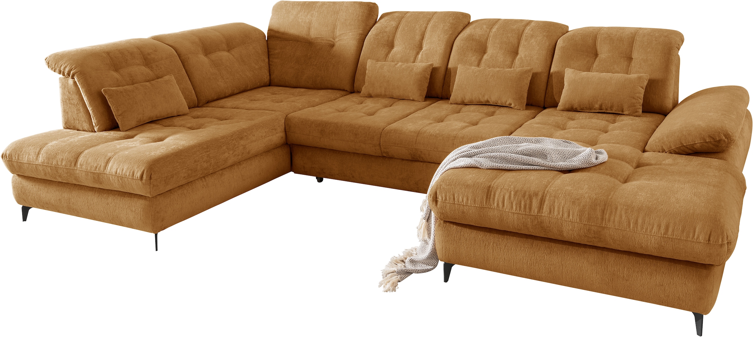 Home affaire Ecksofa »Delphino, Multifunktionen, 358 x 216 cm, modern & bequem« Microfaser, L-Form, Bettfunktion, Nierenkissen, Verstellungen