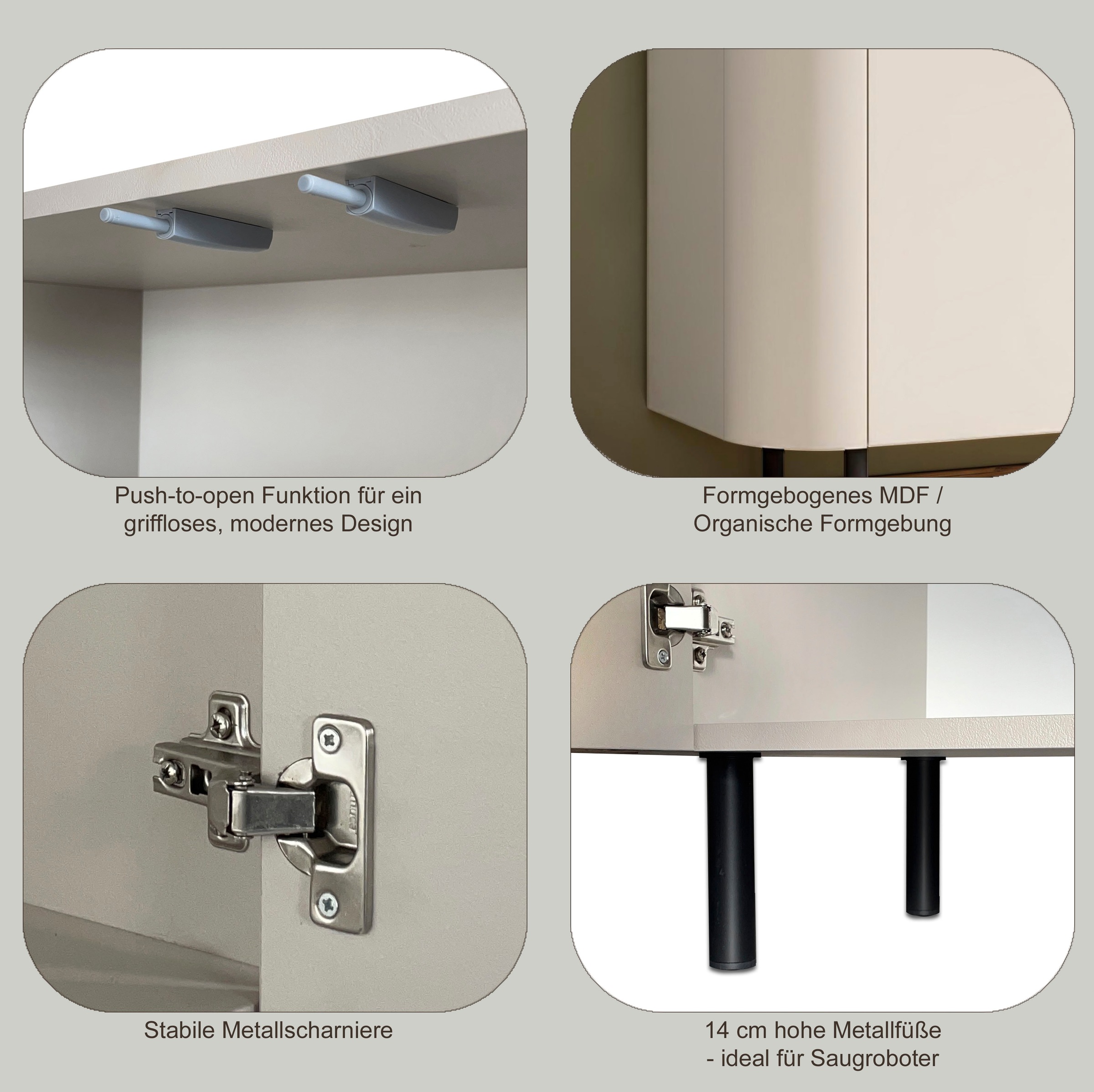 Thumbnail - OTTO home Lowboard "Lido, 181 cm breit, 3 Türen, TV-Schrank, TV-Kommode, Medienboard" Formgebogenes MDF, Stirnseiten mit...