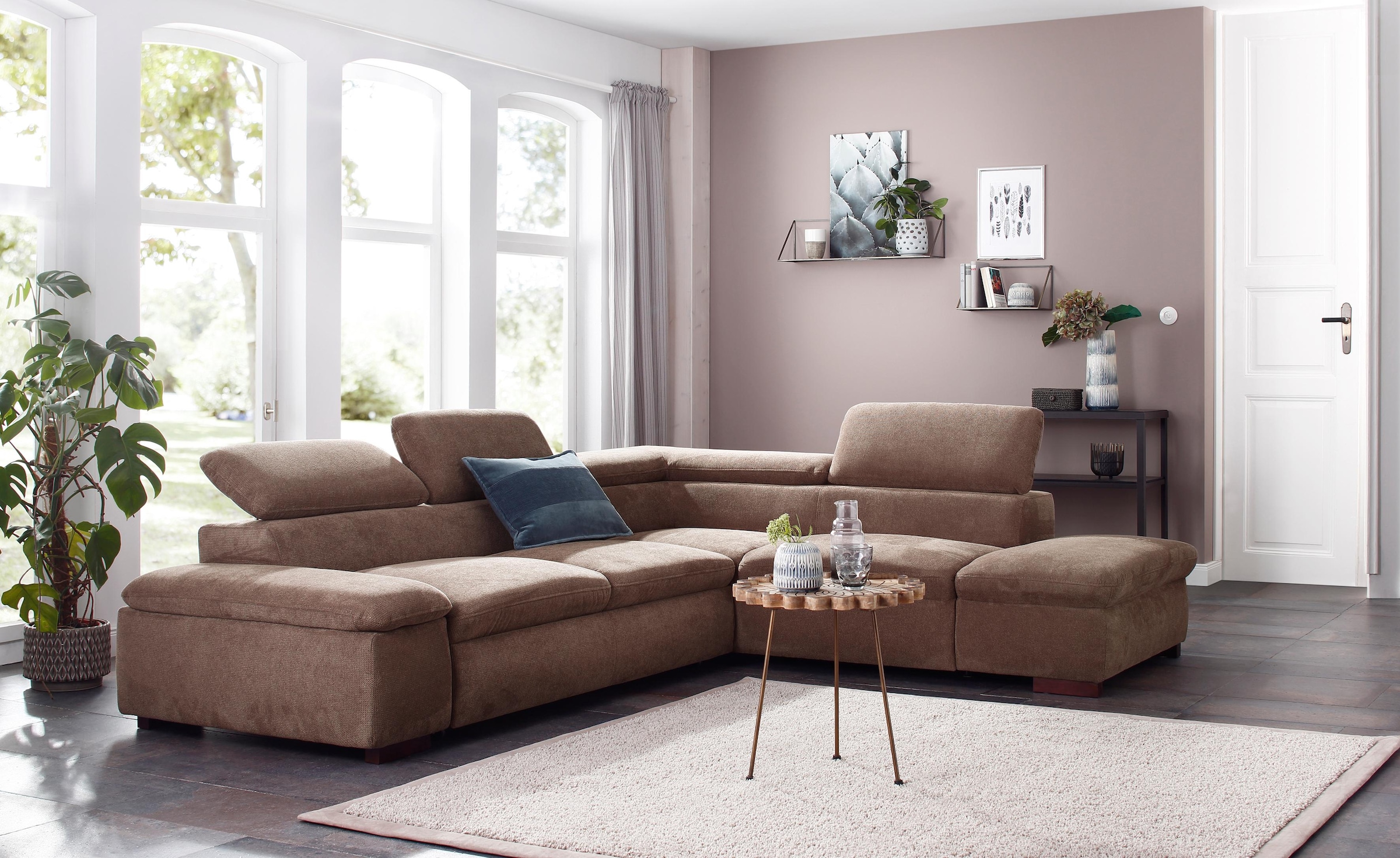 OTTO home Ecksofa "Alberto L-Form" mit Kopfteilverstellung, wahlweise mit Schlaffunktion