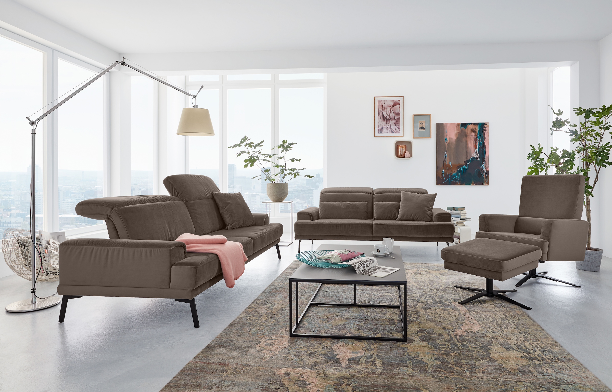 Musterring 2-Sitzer »MR 4580«, inkl. Kopf- und Sitztiefenverstellung, Fuß schwarz, B198 x T103 cm