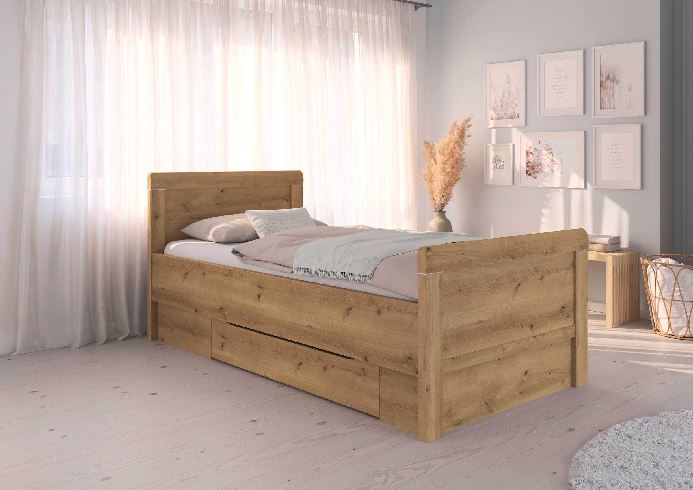rauch Stauraumbett »Bett Einzelbett Stollenbett Bettkästen EVELYN«, in Komforthöhe mit Holzkopfteil sowie Schubladen MADE IN GERMANY
