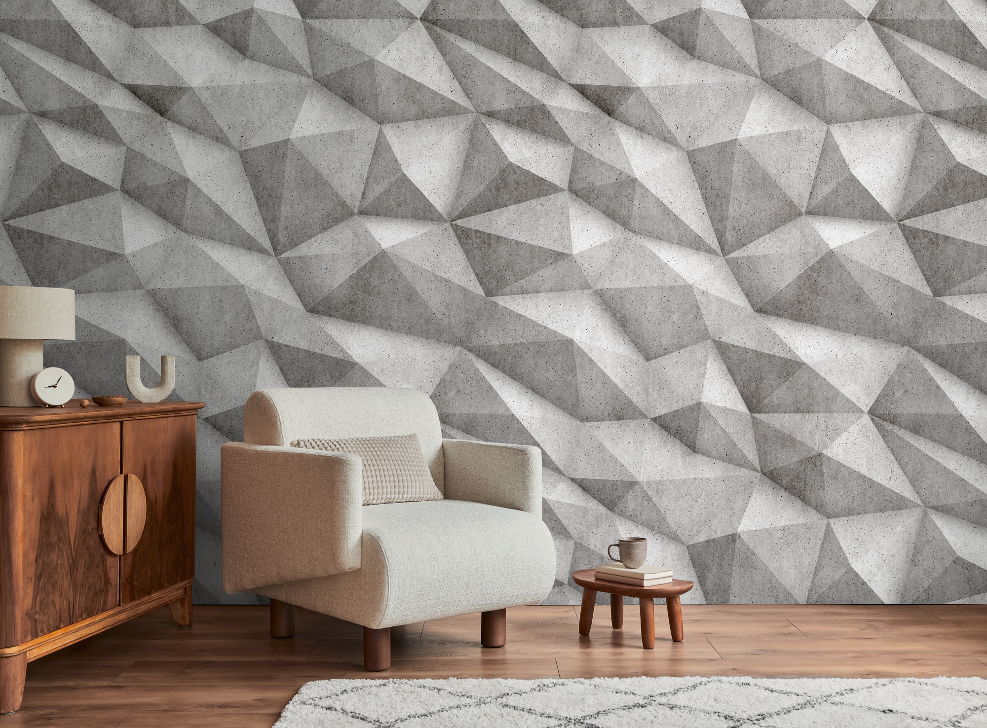 living walls Fototapete »THE WALL III Beton-Optik Tapete Motivtapete Grafik Beton«, matt, Vliestapete 3D-Optik für Schlafzimmer Küche Wohnzimmer Betonoptik Flur