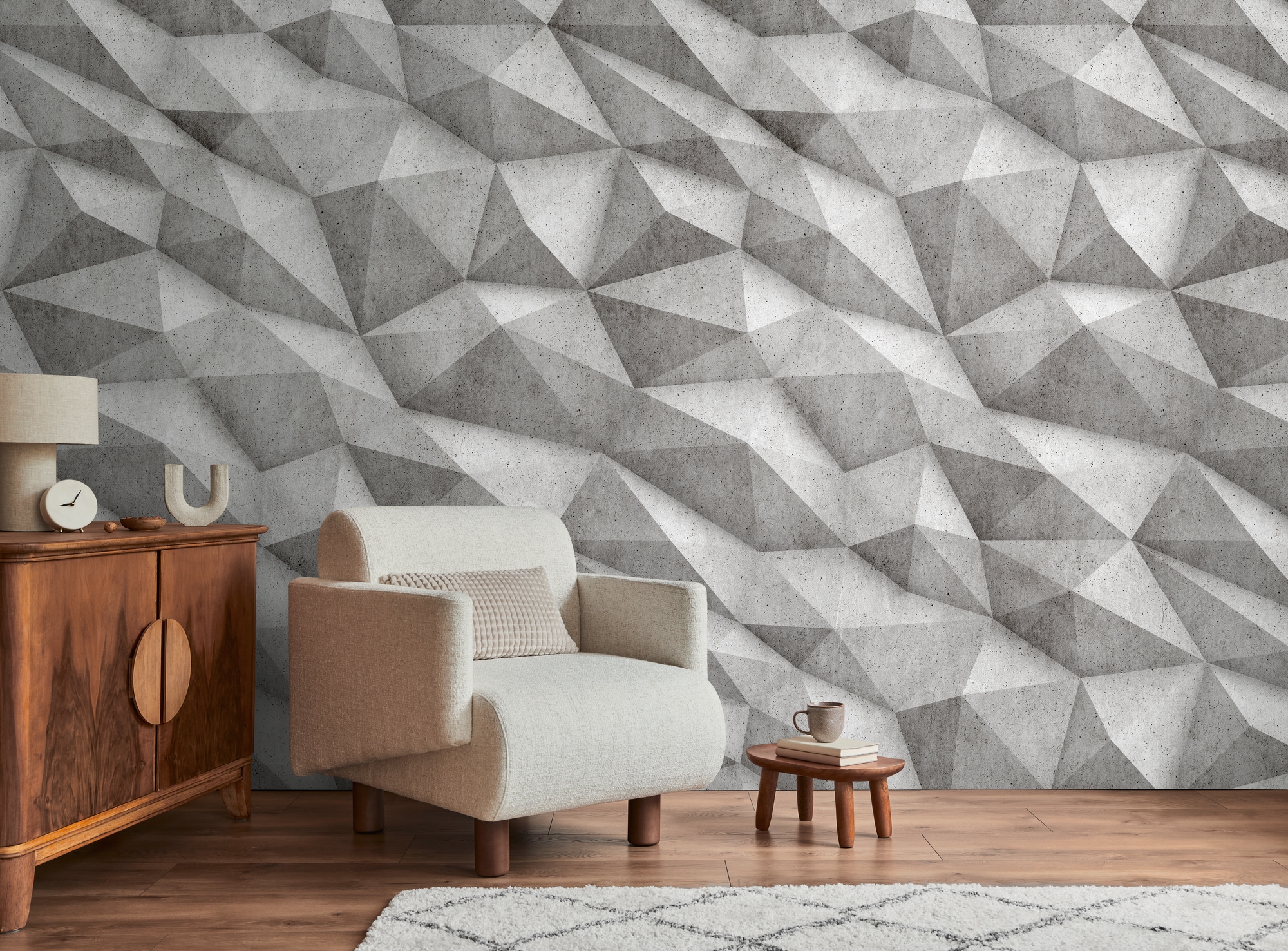 living walls Fototapete "THE WALL III Beton-Optik Tapete Motivtapete Grafik Beton" matt glatt Vliestapete 3D-Optik für Schlafzimmer Küche Wohnzimmer Betonoptik Flur