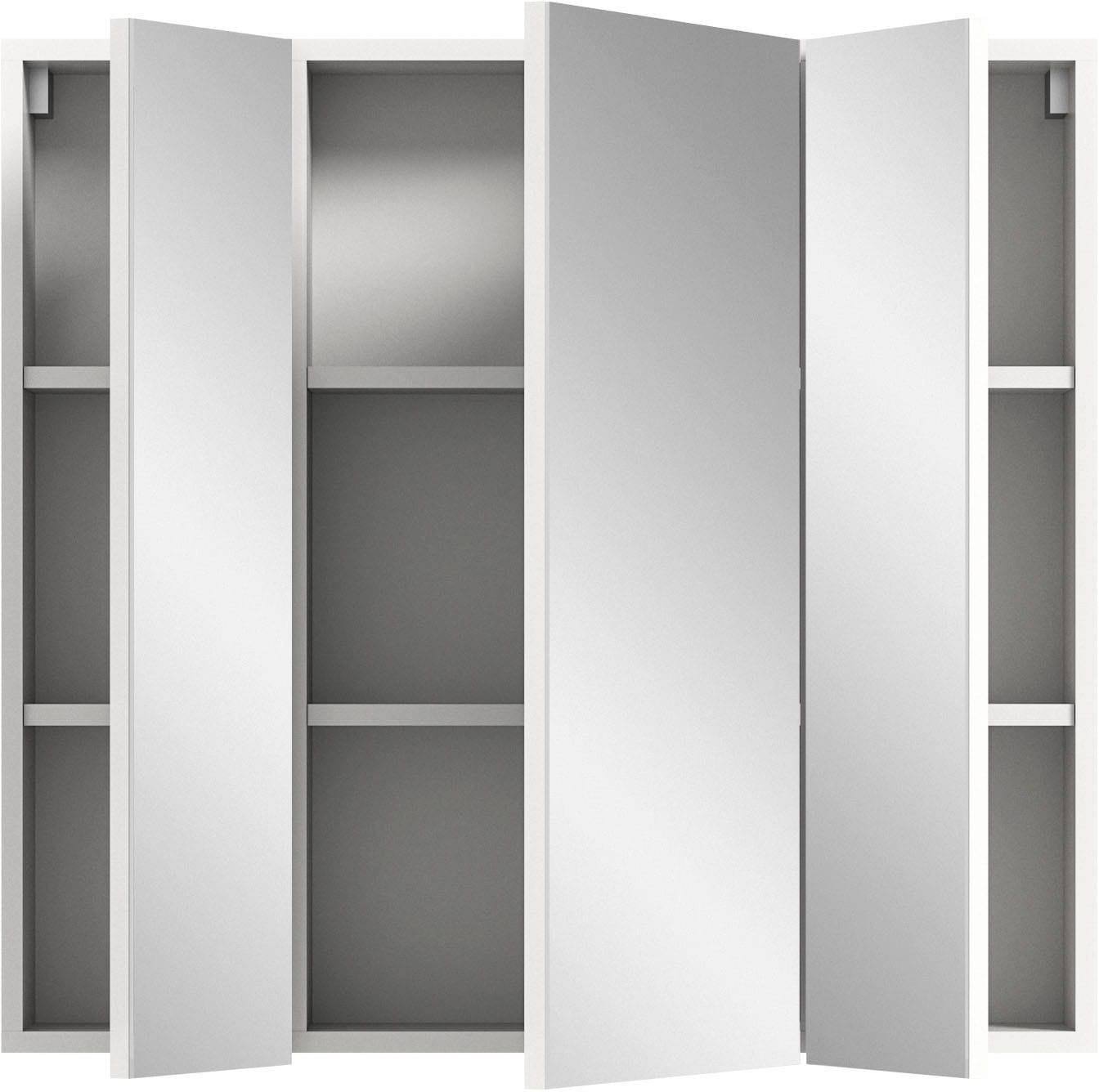 welltime Spiegelschrank »BIEL, TOPSELLER!, Breite 82 cm, 3 Türen, 6 Einlegeböden, 9 Fächer«, (1 St.), Badmöbel, Badschrank, Schrank, Wandschrank, Bad, Badezimmer