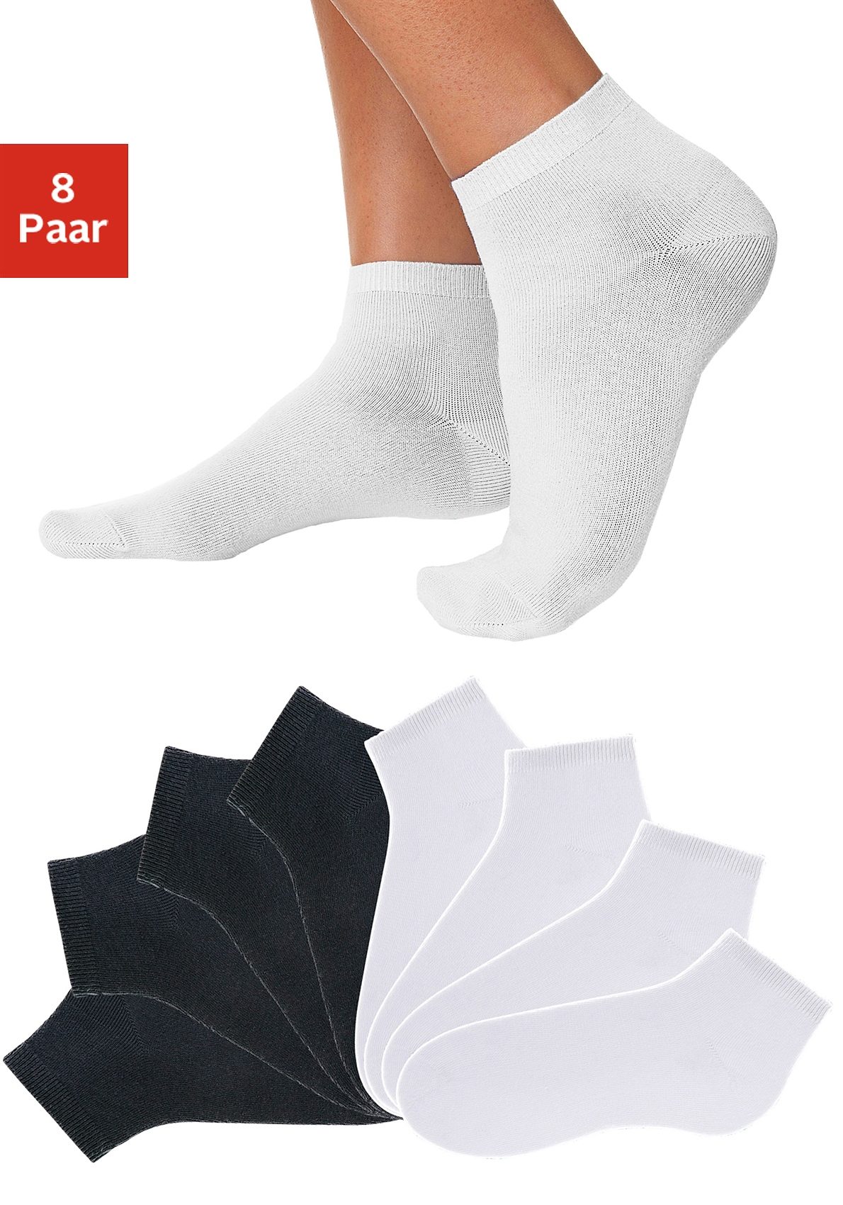 Go in Kurzsocken "Damen Herren Basic Sneakersocken Großpackung" Packung, 8 Paar tlg. uni in Basic Farben