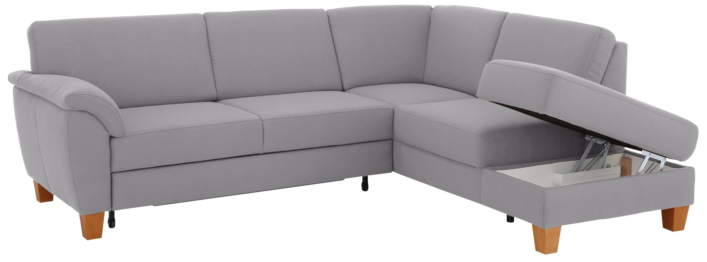 Home affaire Ecksofa »Alta L-Form«, mit Federkern und Kontrastnaht, Füße Buche eichefarben