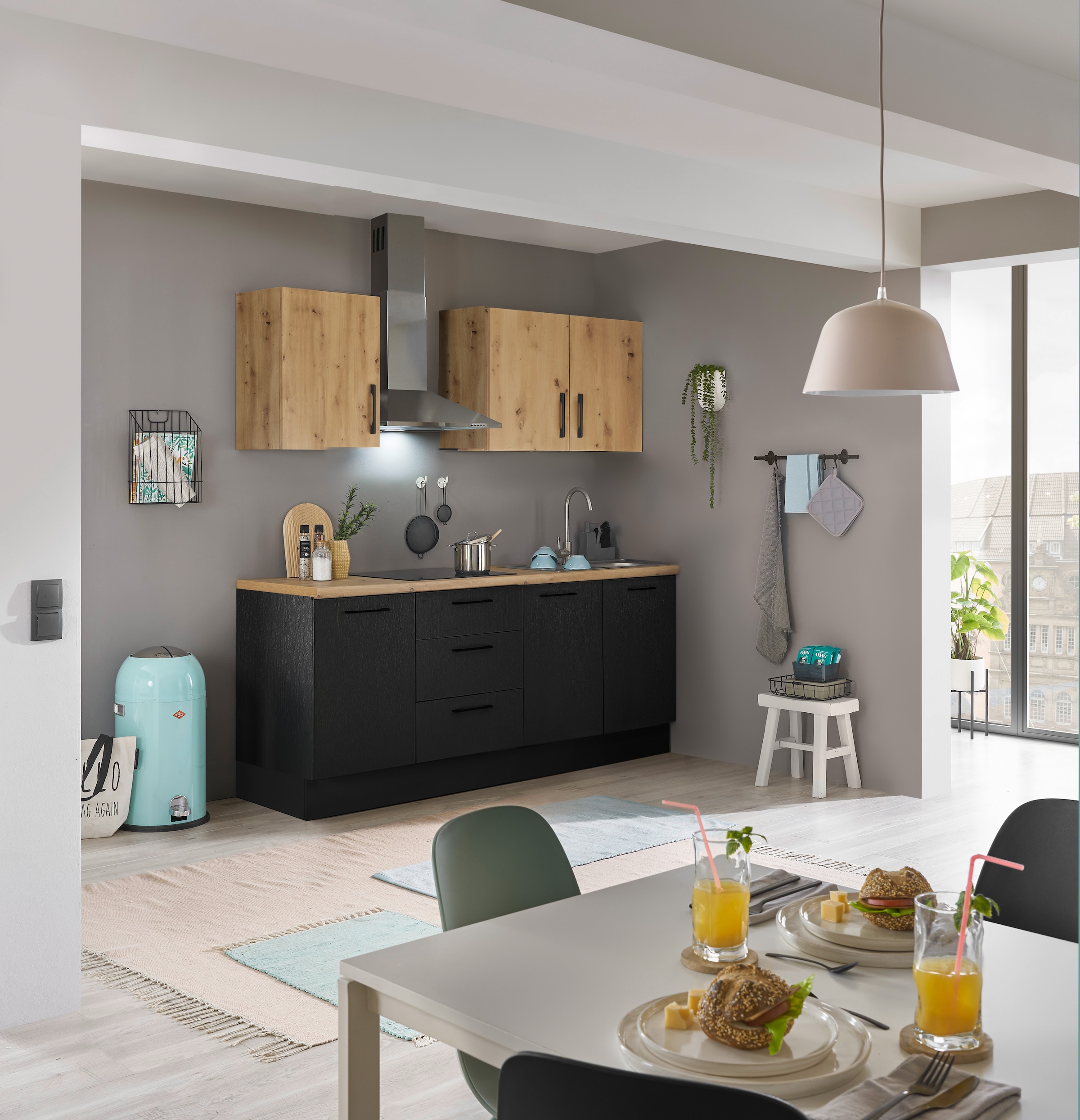 BASIC by Balculina Küchenzeile »Turin«, Breite 210 cm, ohne E-Geräte, mit Soft-Close-Funktion